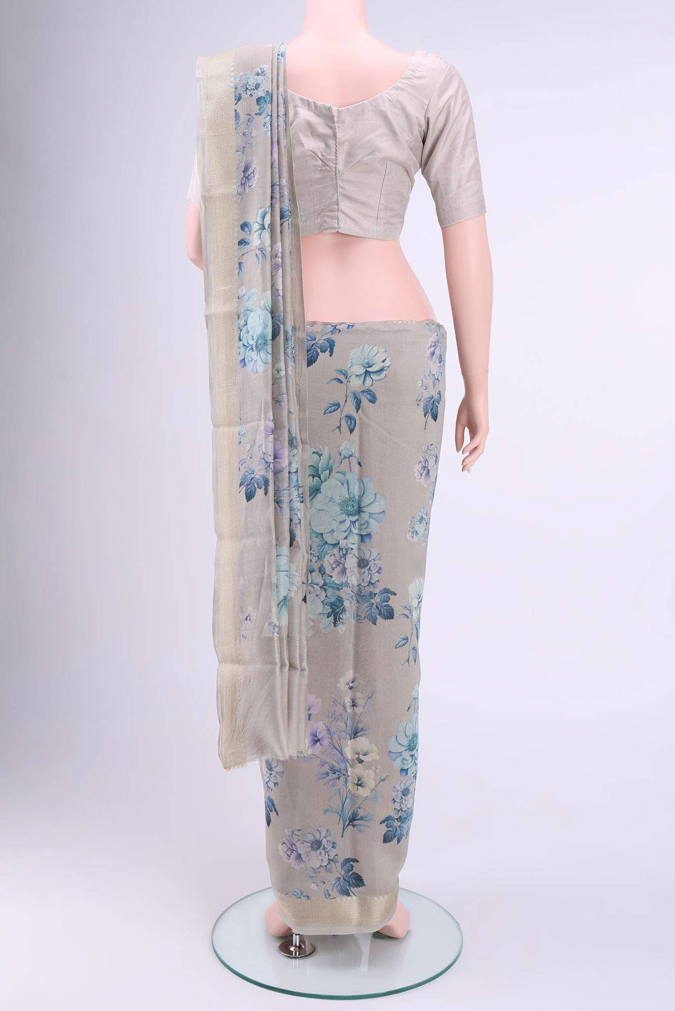 Grey Chanderi Silk Cotton Saree