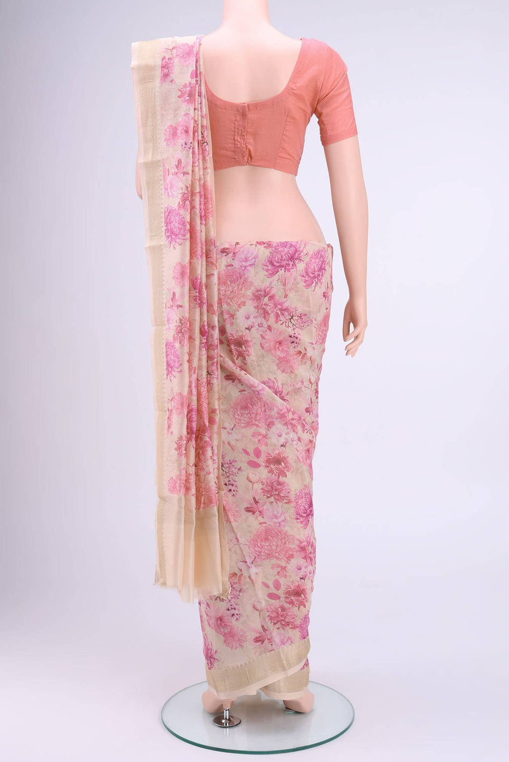 Rose pink Chanderi Silk Cotton Saree