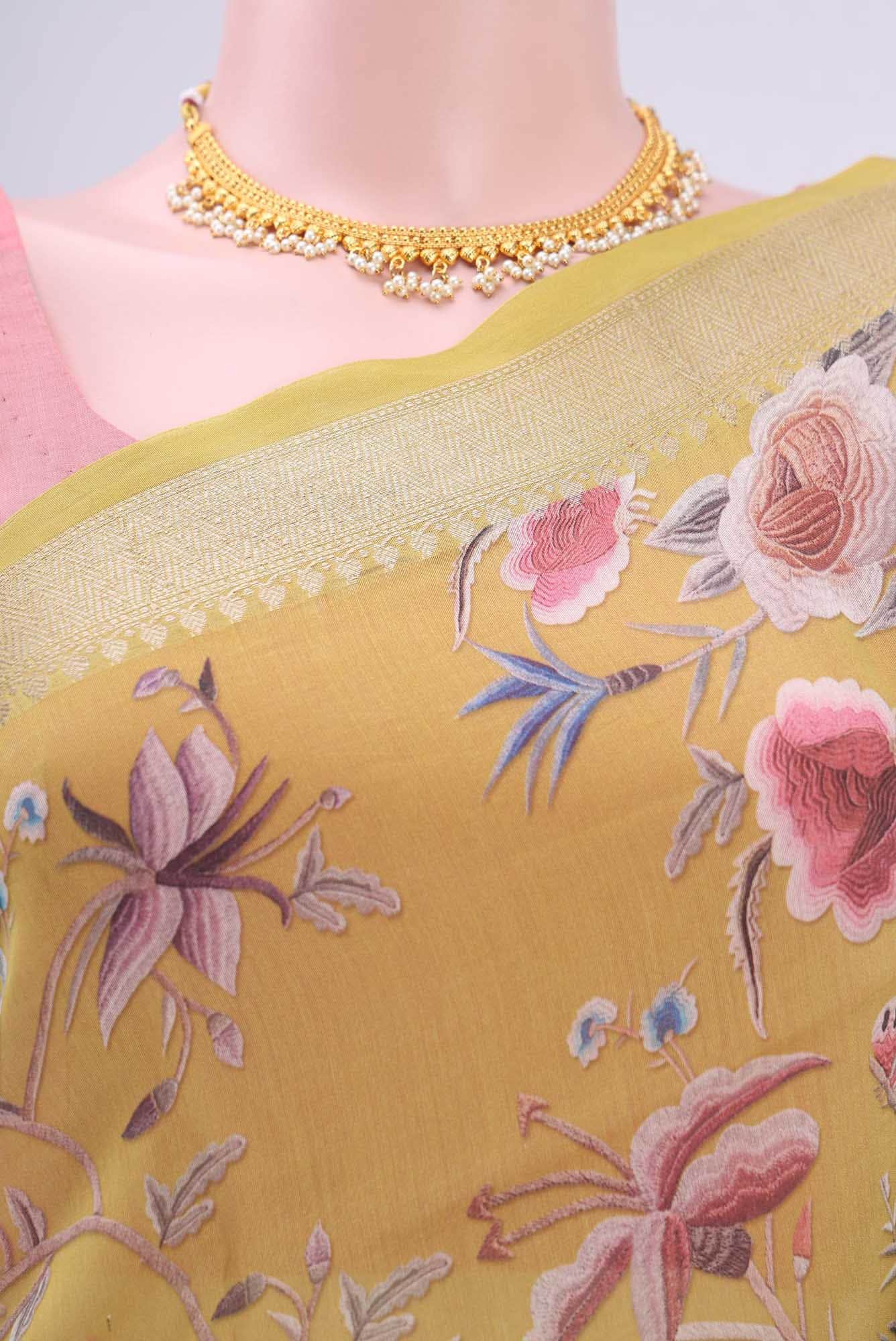 Yellow Chanderi Silk Saree