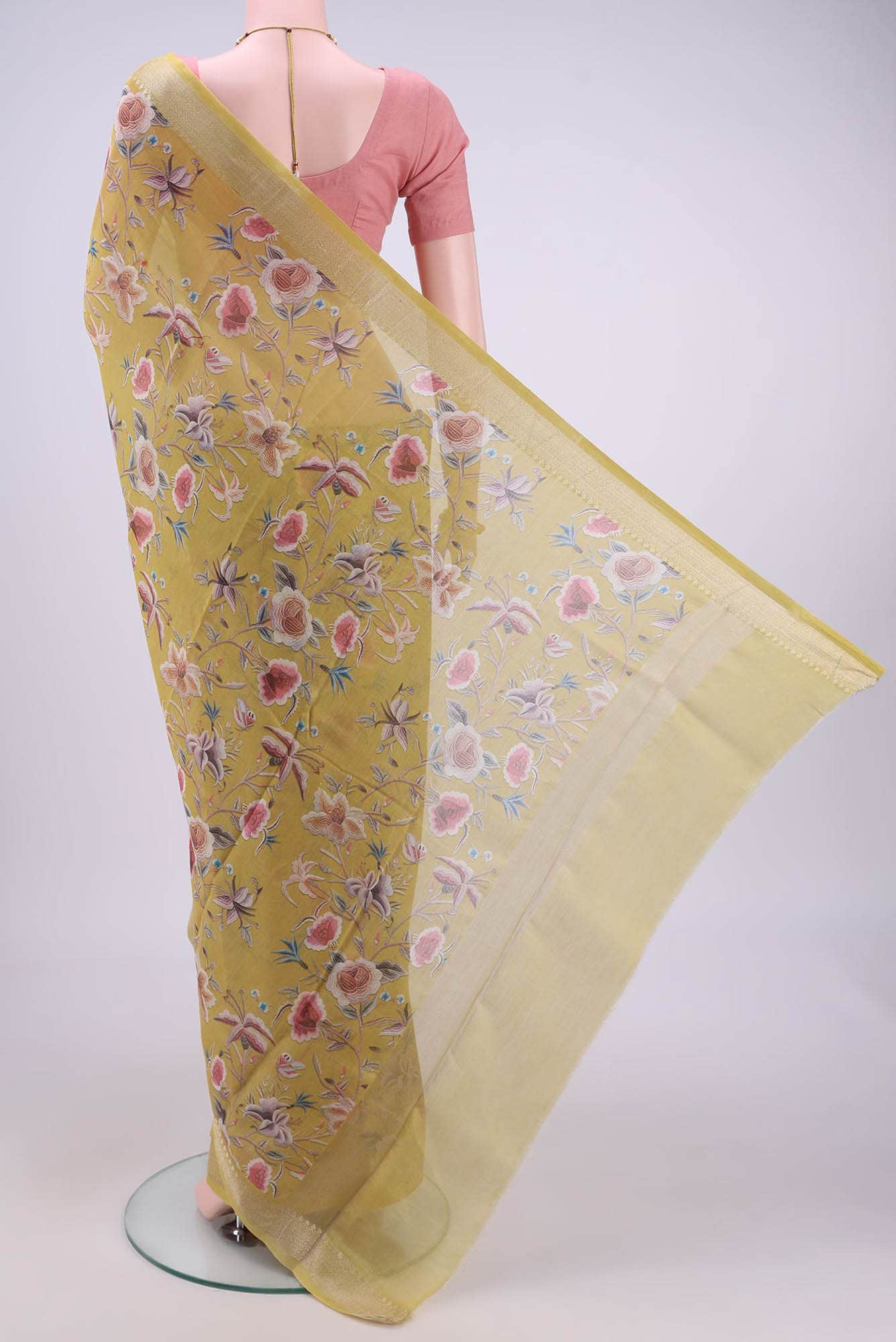 Yellow Chanderi Silk Saree