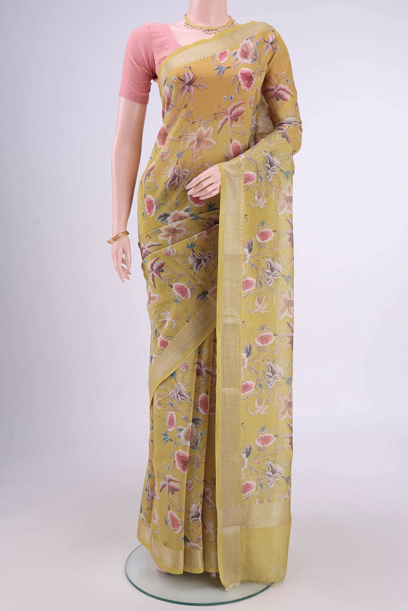 Yellow Chanderi Silk Saree