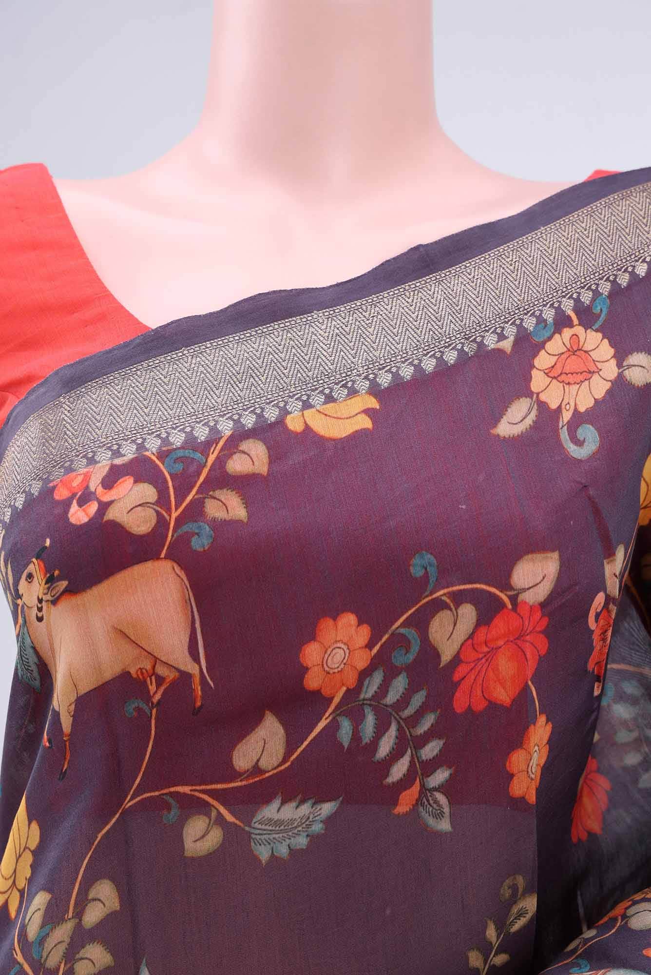 Purple Chanderi Silk Cotton Saree