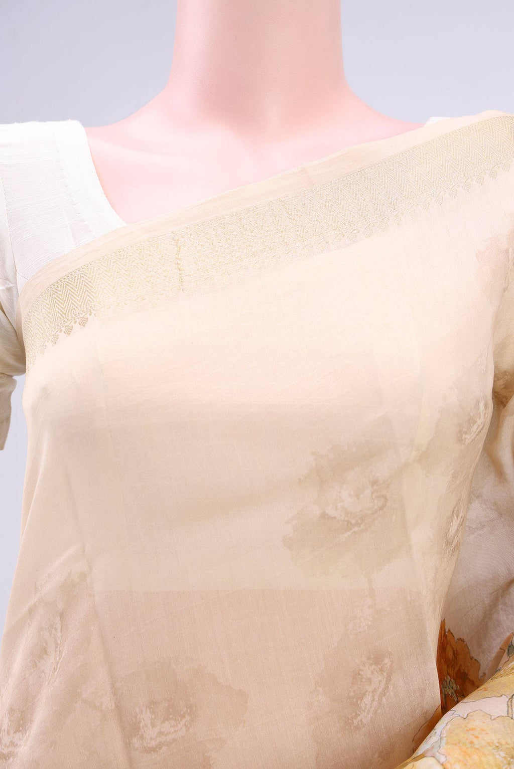 Peach Chanderi Silk Cotton Saree