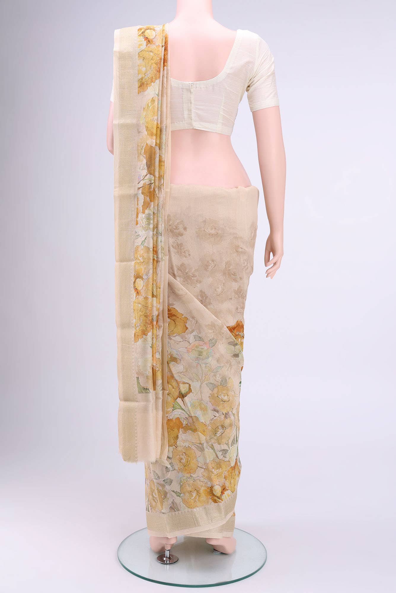 Peach Chanderi Silk Cotton Saree