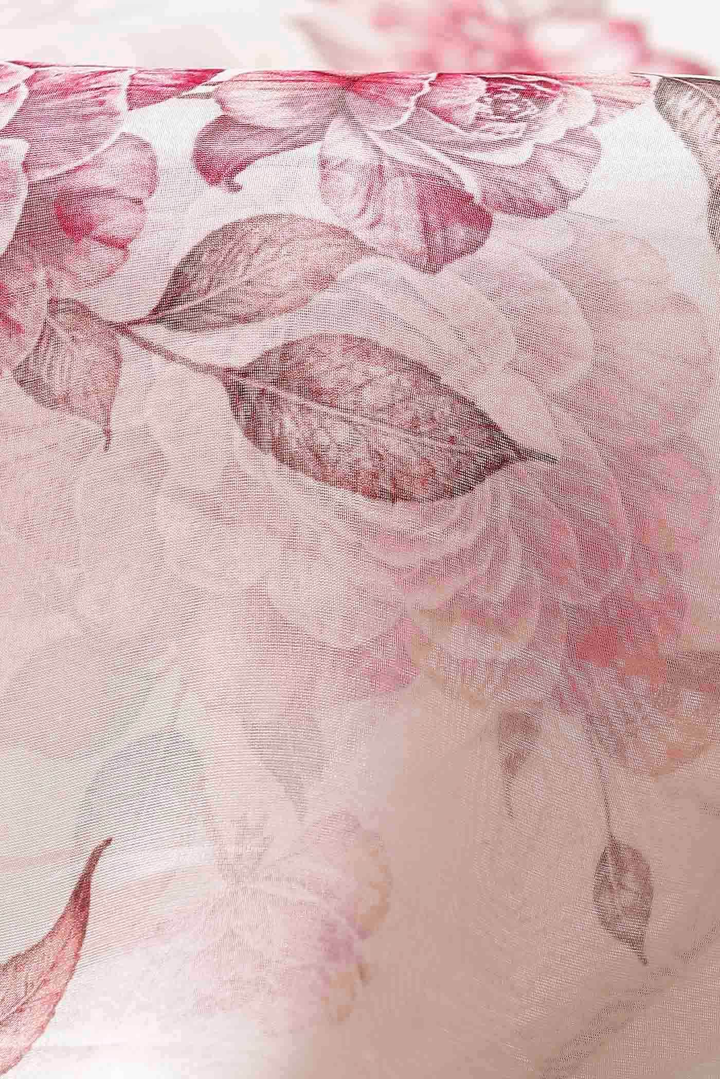 Cream Organza Silk Saree