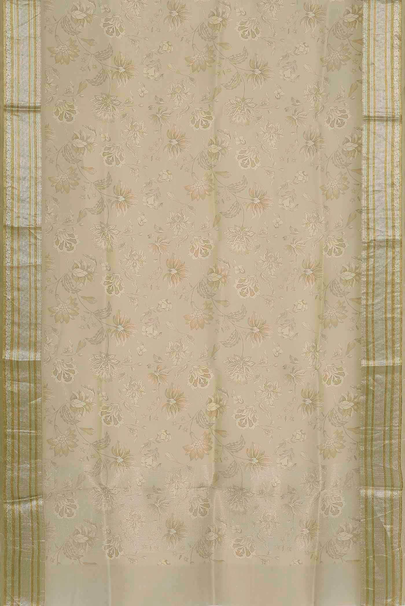 Beige Organza Silk Saree