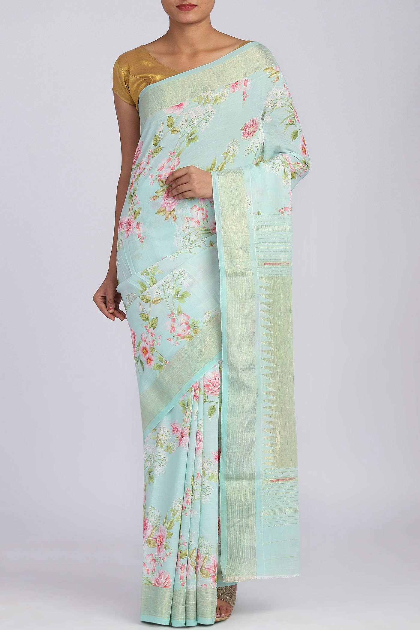 Mint Green Paithani Cotton Saree