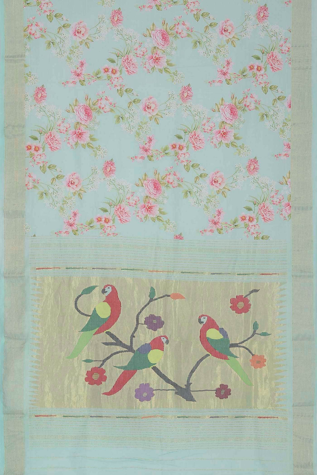 Mint Green Paithani Cotton Saree