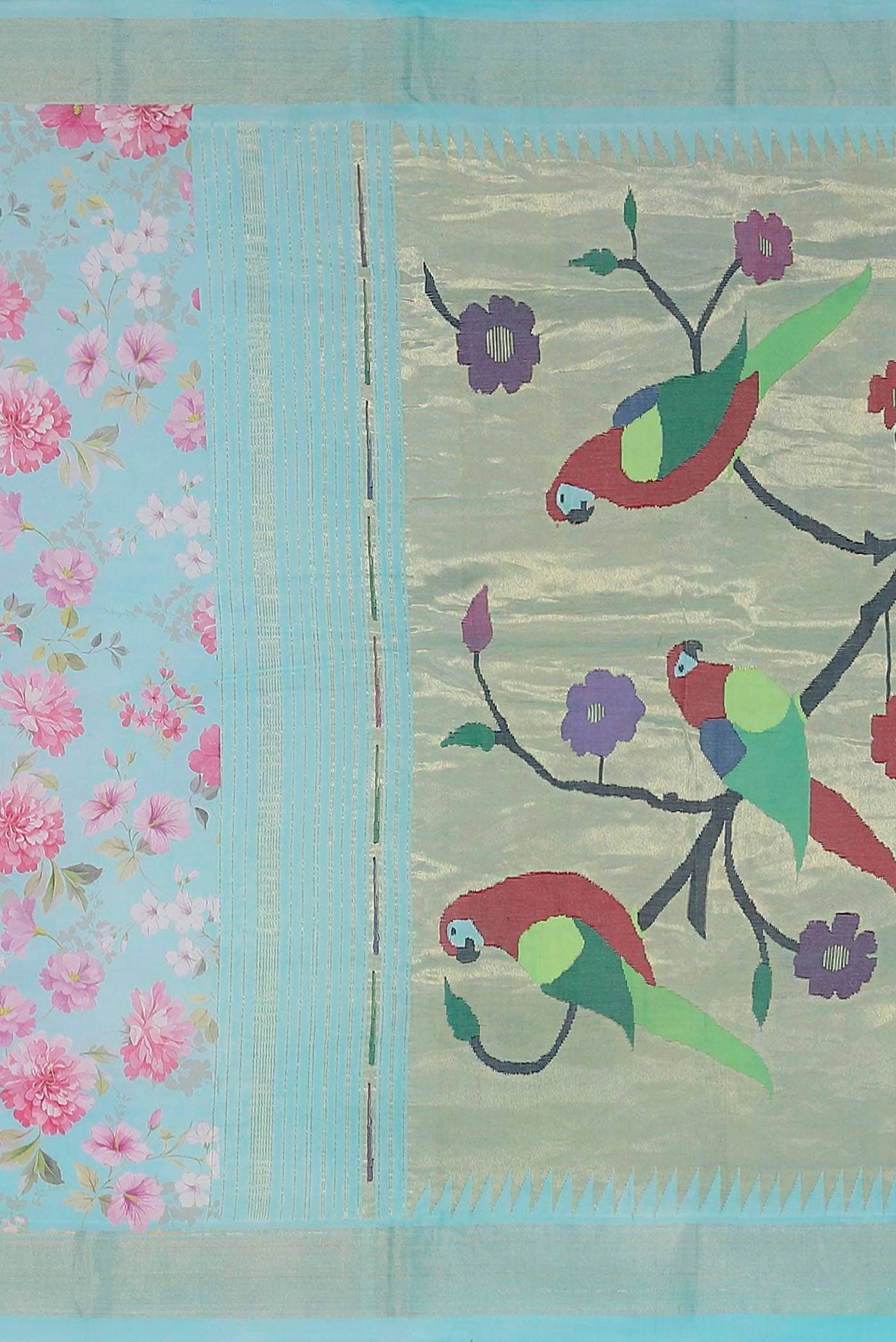 Light Blue Paithani Cotton Saree