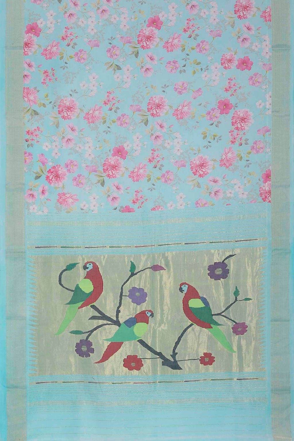 Light Blue Paithani Cotton Saree