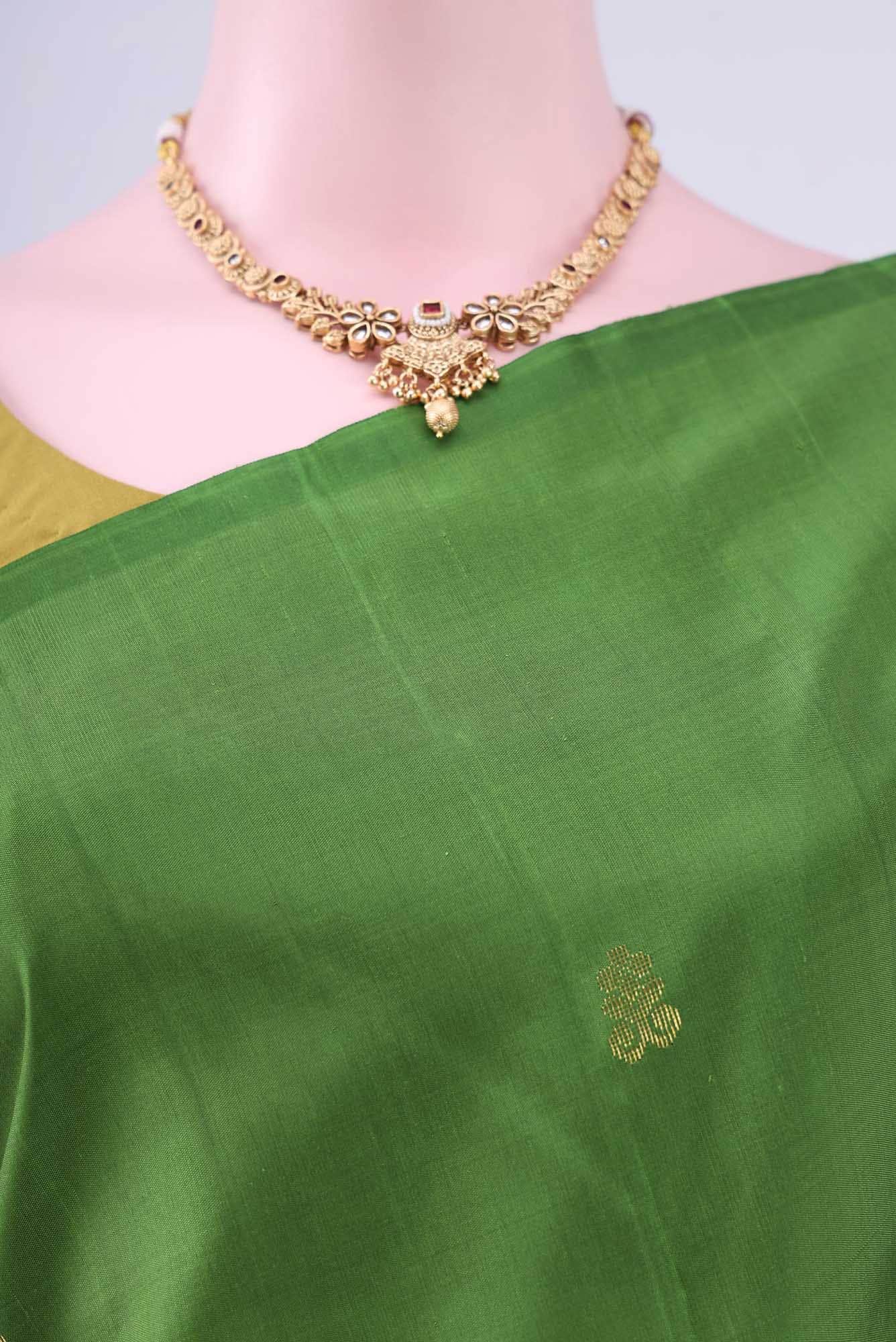 Parrot Green Kanchipuram Silk Saree