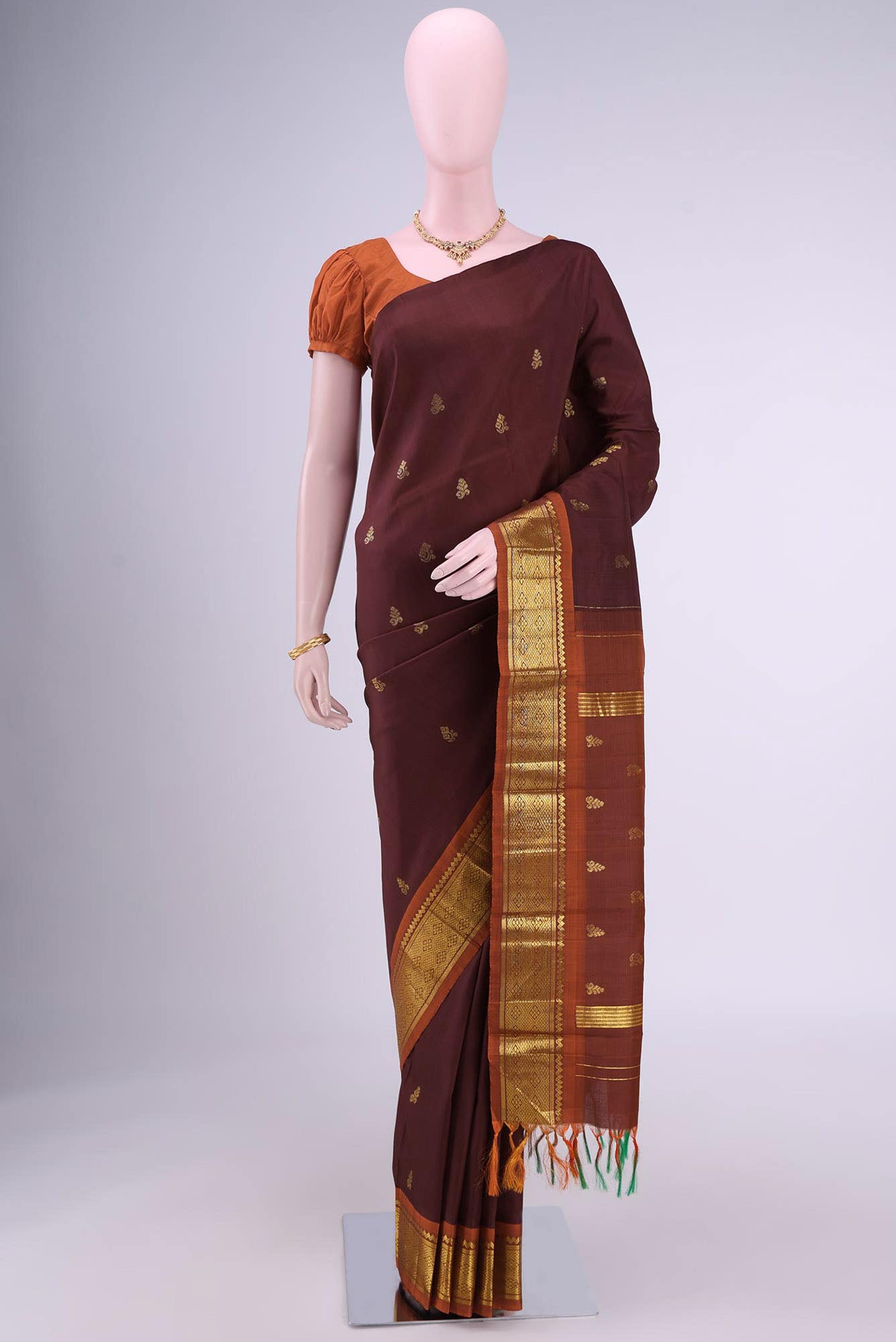 Brown Kanchipuram Silk Saree