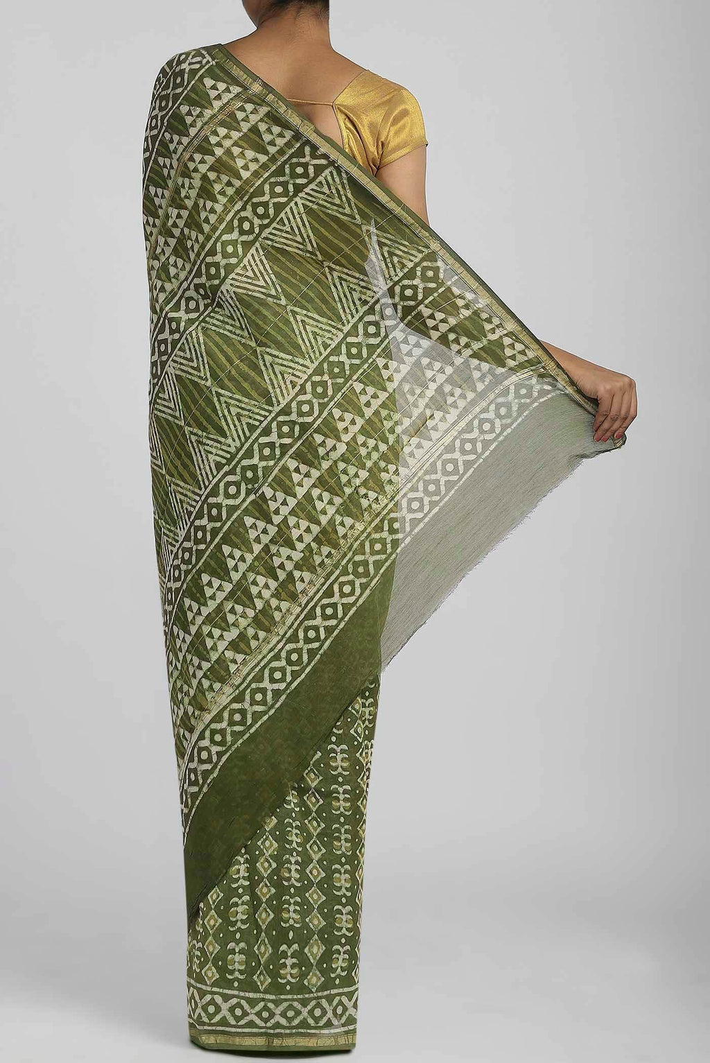 Green Chanderi Silk Cotton Saree