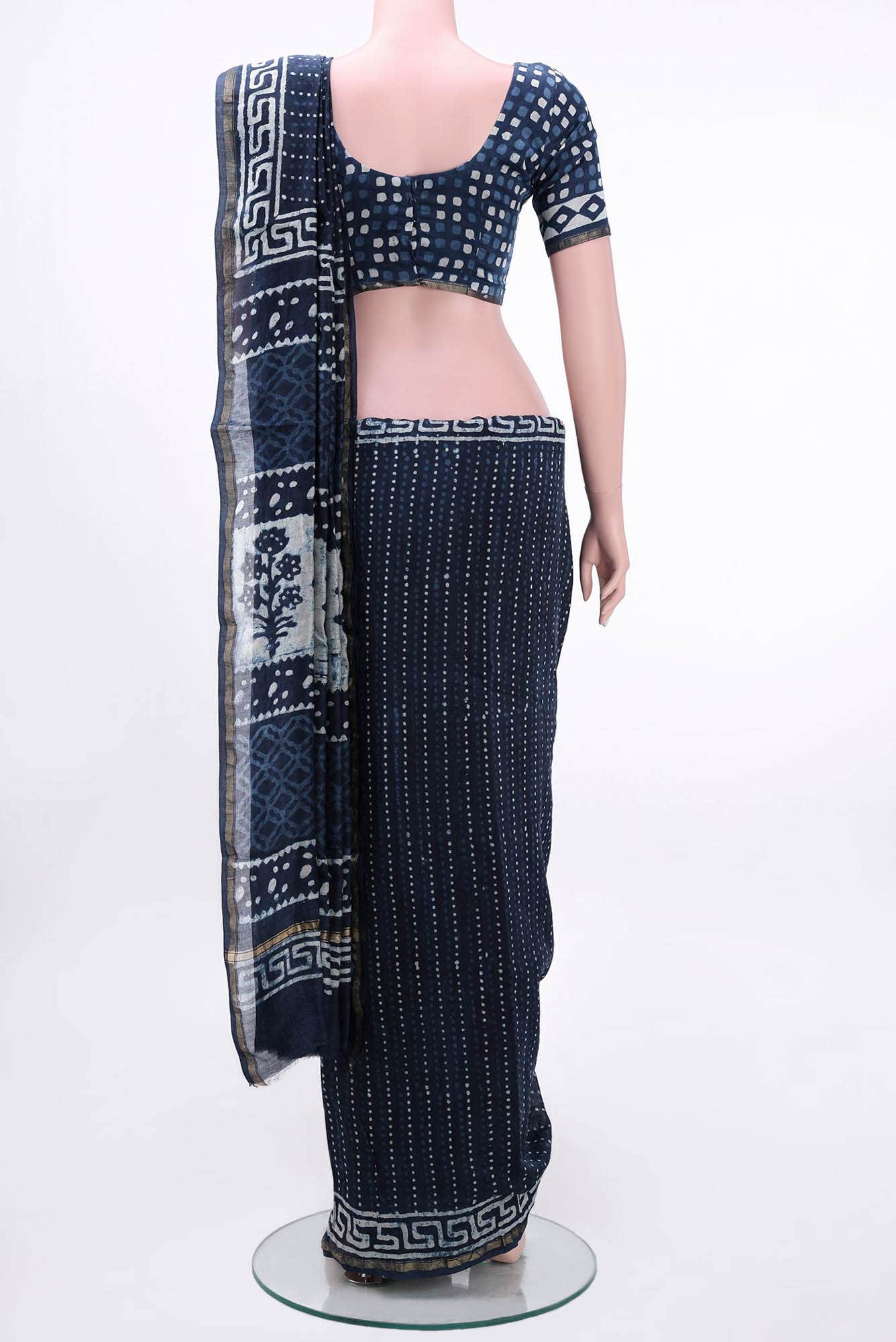 Blue Maheshwari Silk Cotton Saree