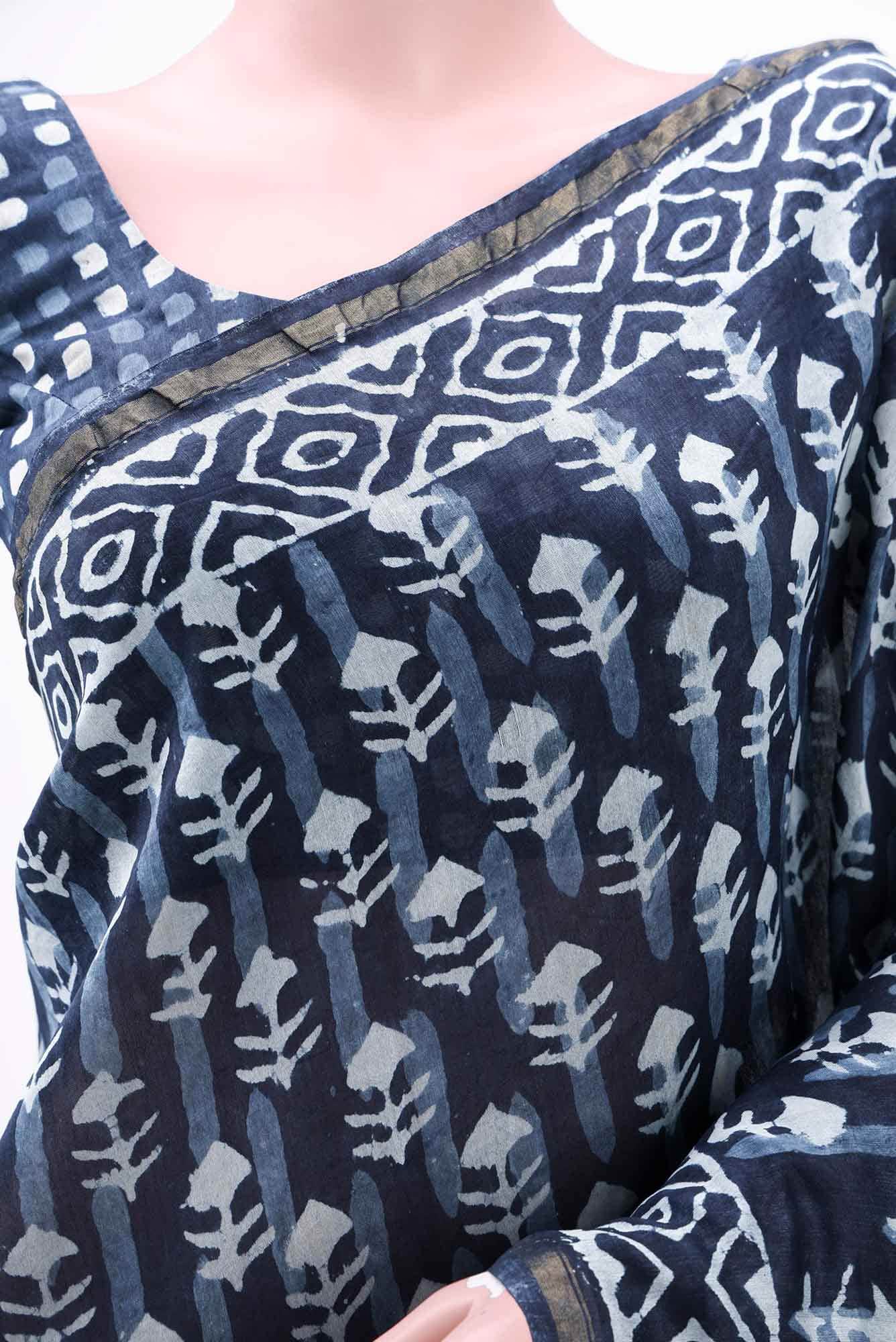 Blue Maheshwari Silk Cotton Saree