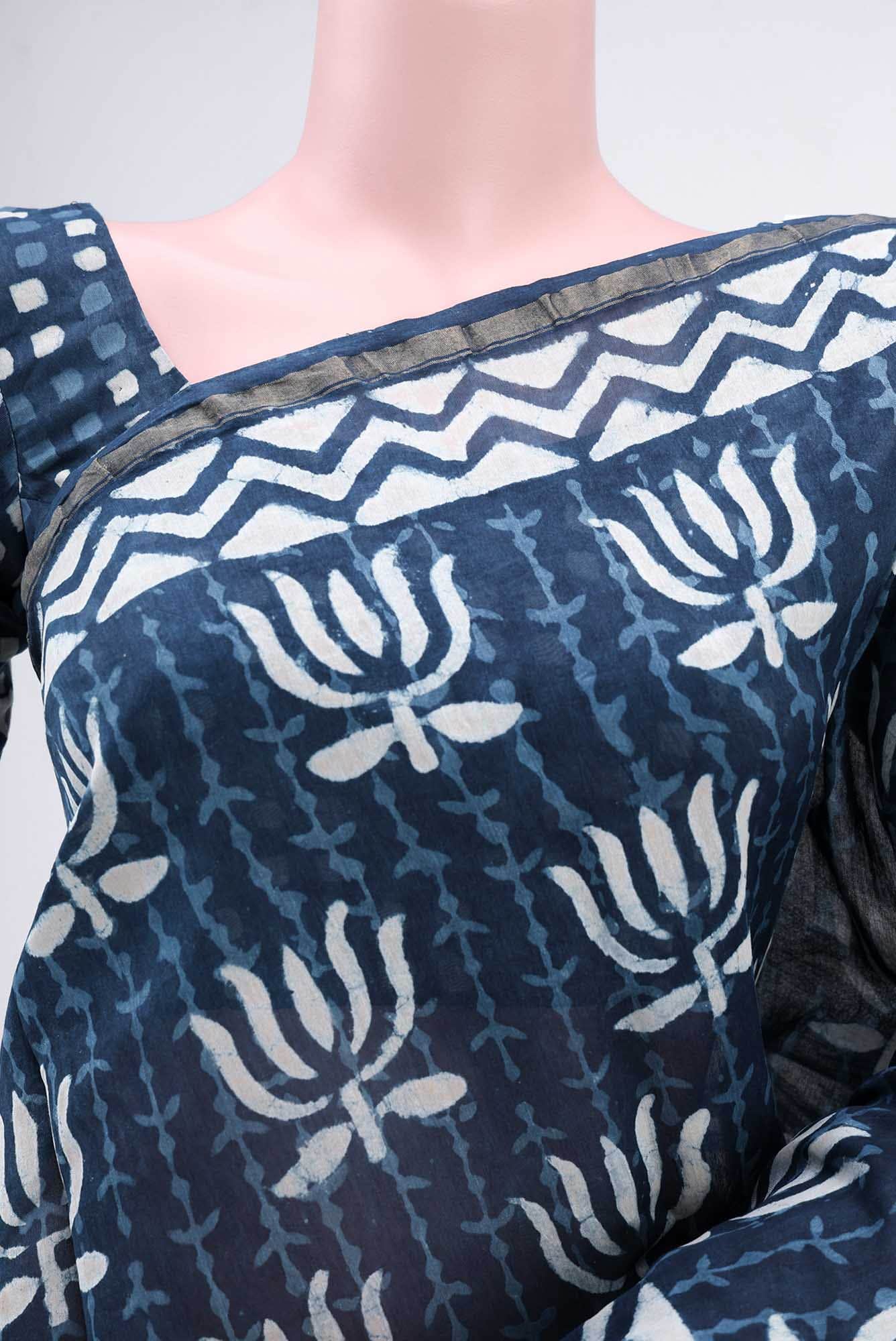 Blue Maheshwari Silk Cotton Saree