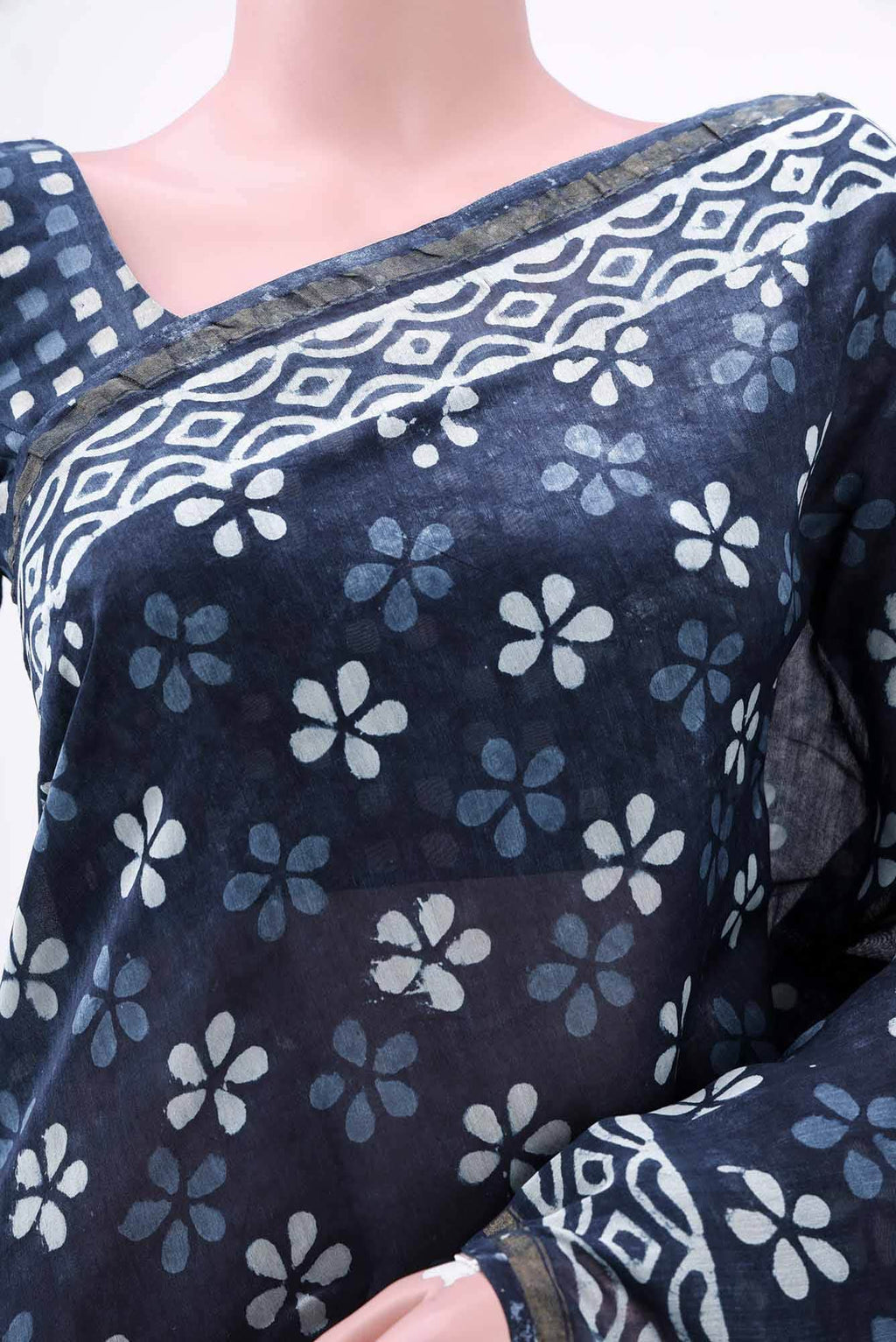 Blue Maheshwari Silk Cotton Saree
