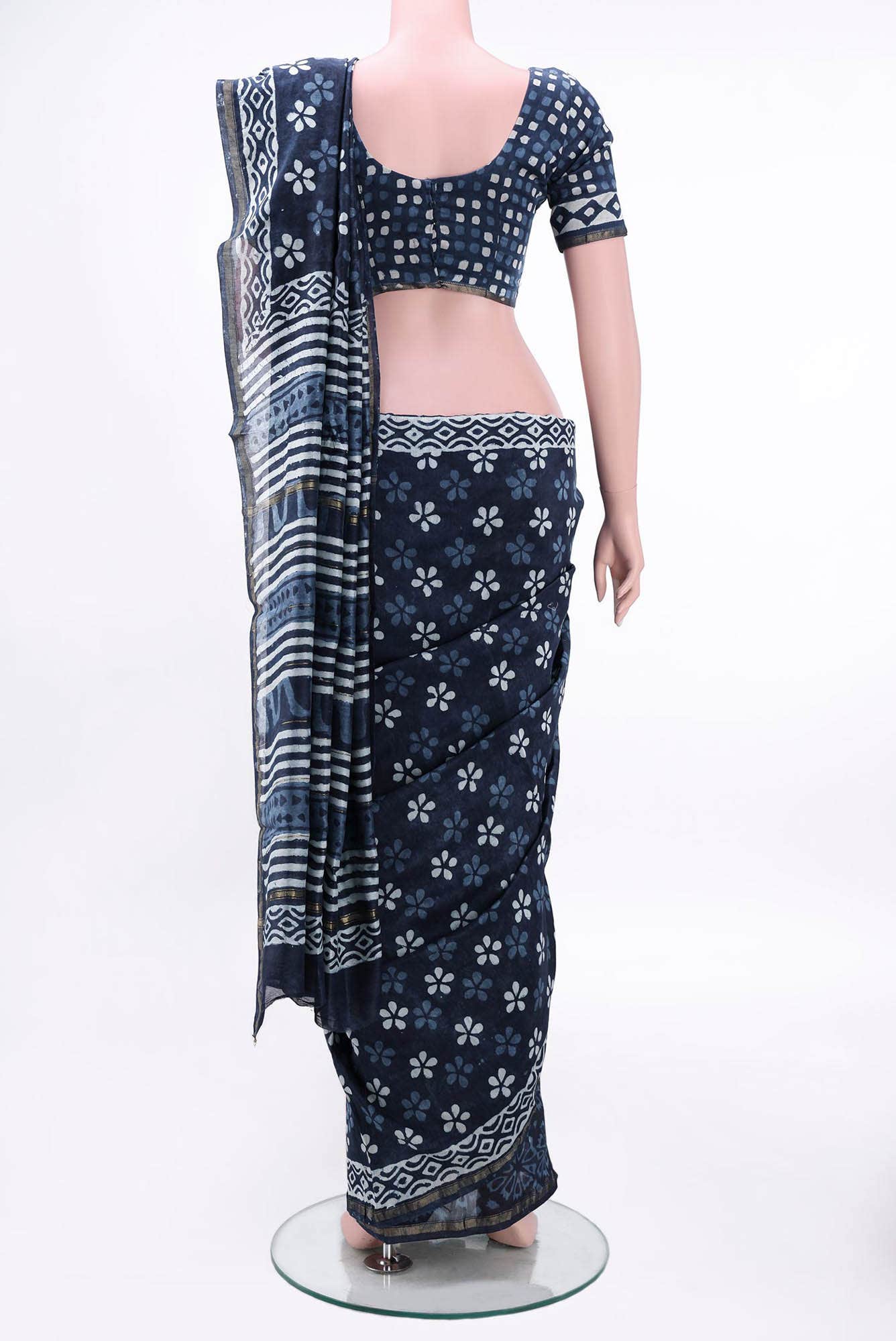 Blue Maheshwari Silk Cotton Saree
