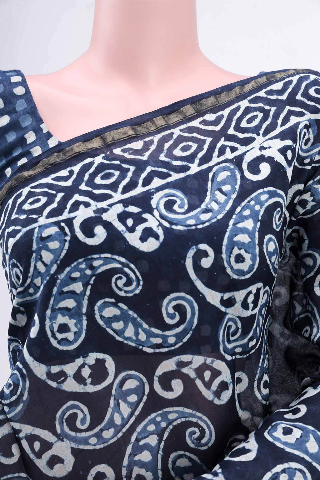 Blue Maheshwari Silk Cotton Saree