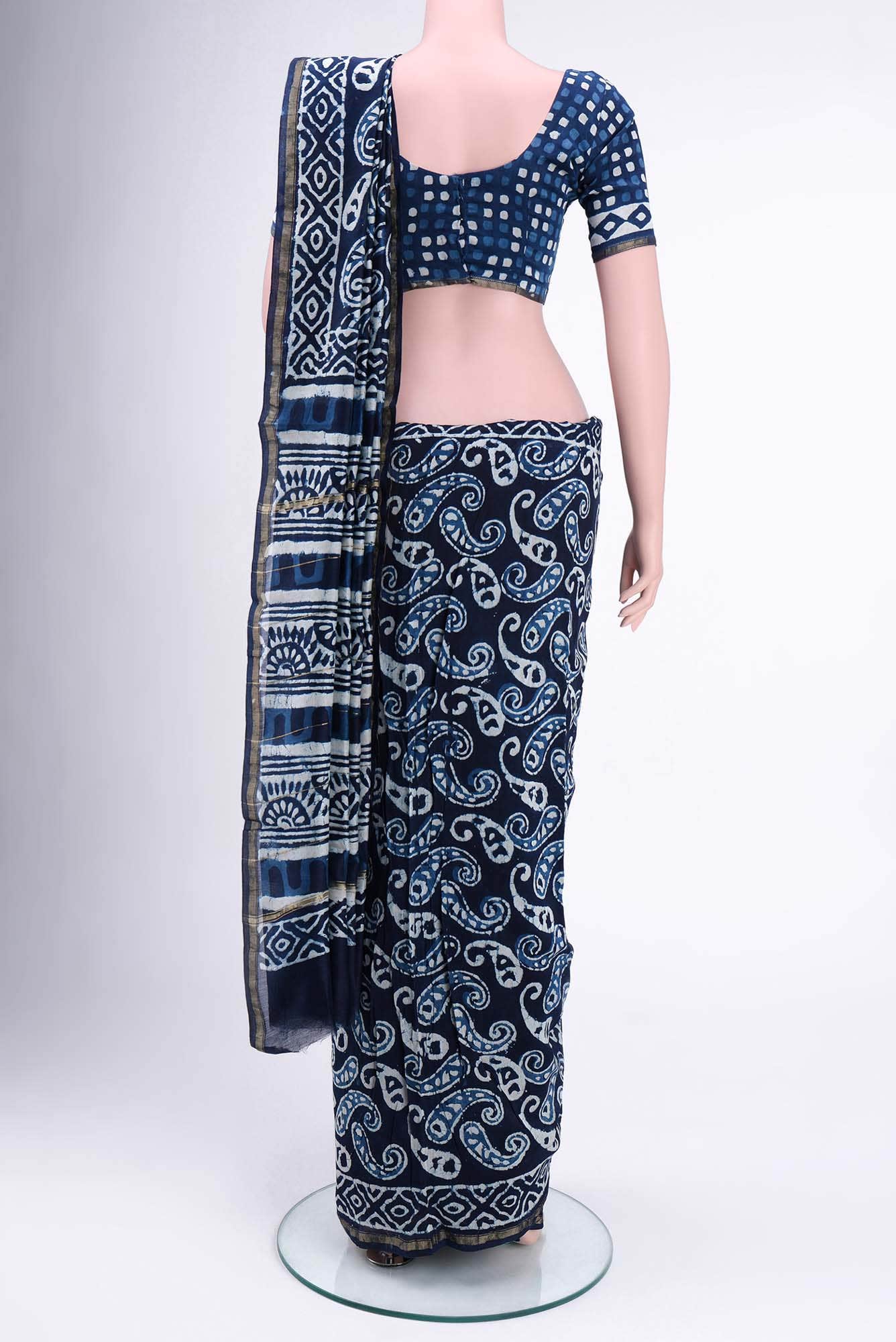 Blue Maheshwari Silk Cotton Saree