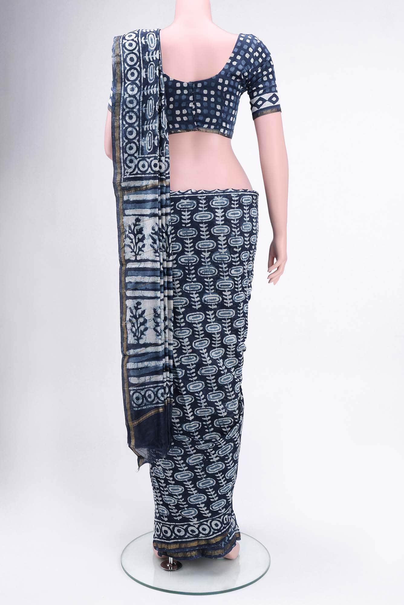 Blue Maheshwari Silk Cotton Saree