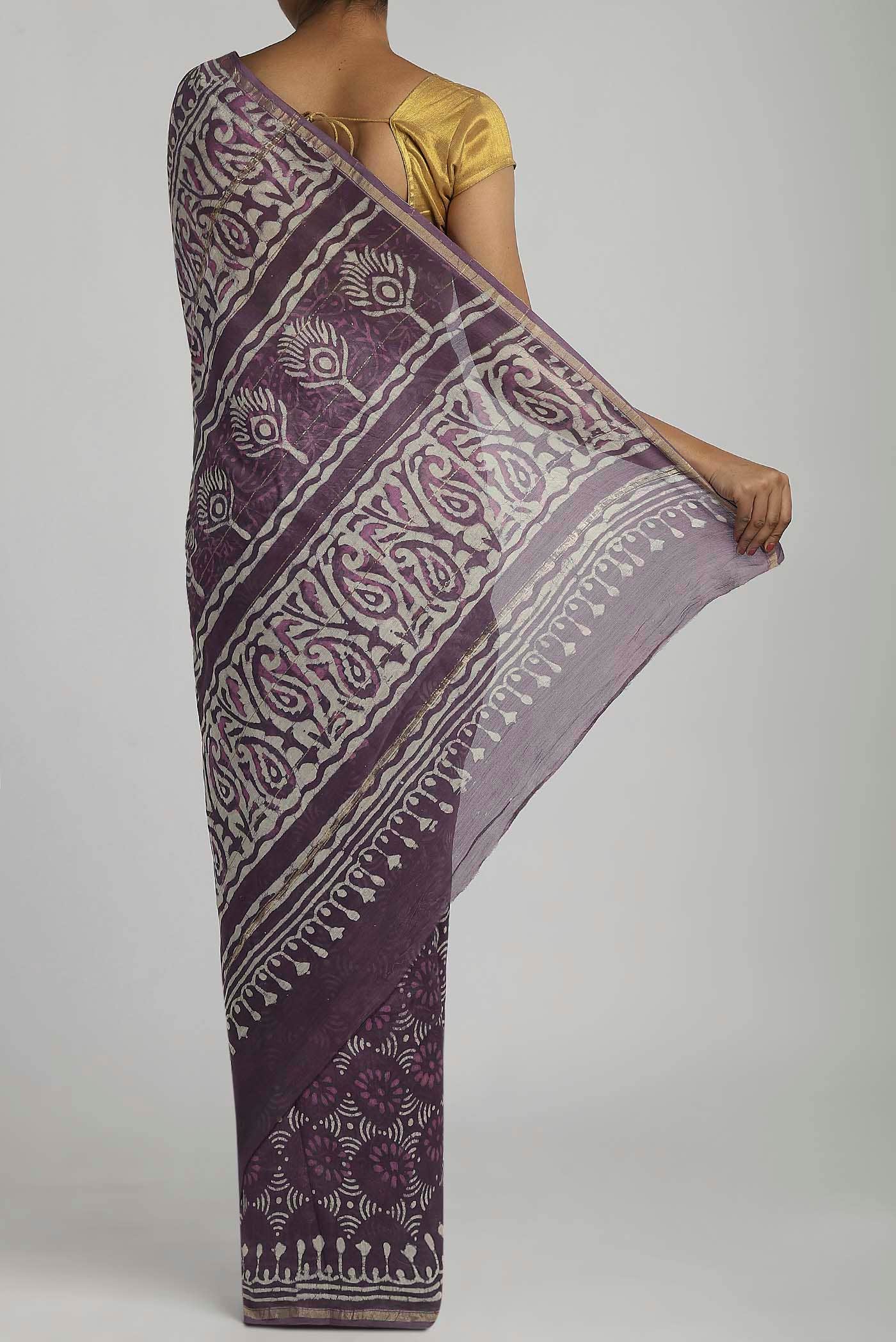 Lavender Chanderi Silk Cotton Saree
