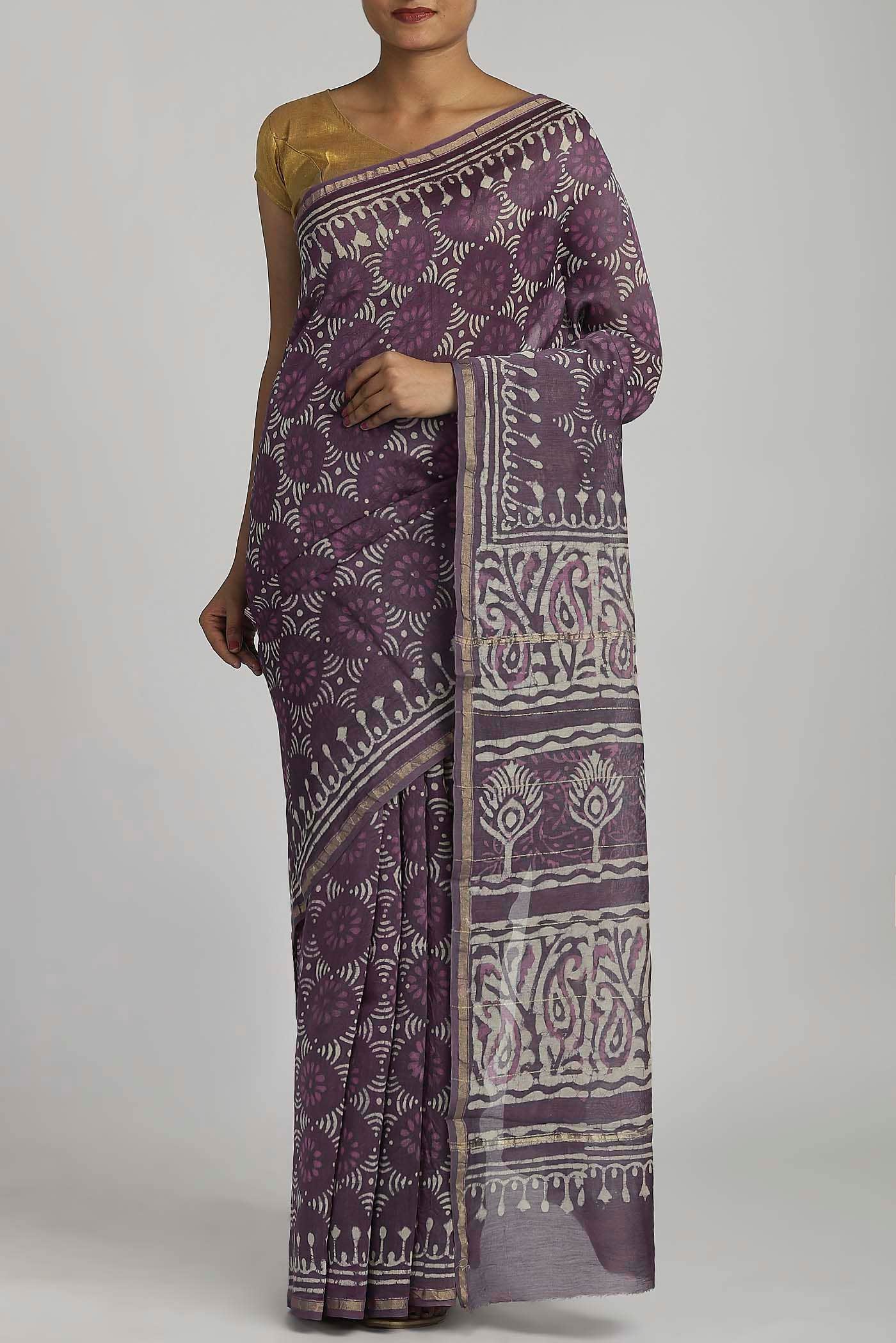 Lavender Chanderi Silk Cotton Saree