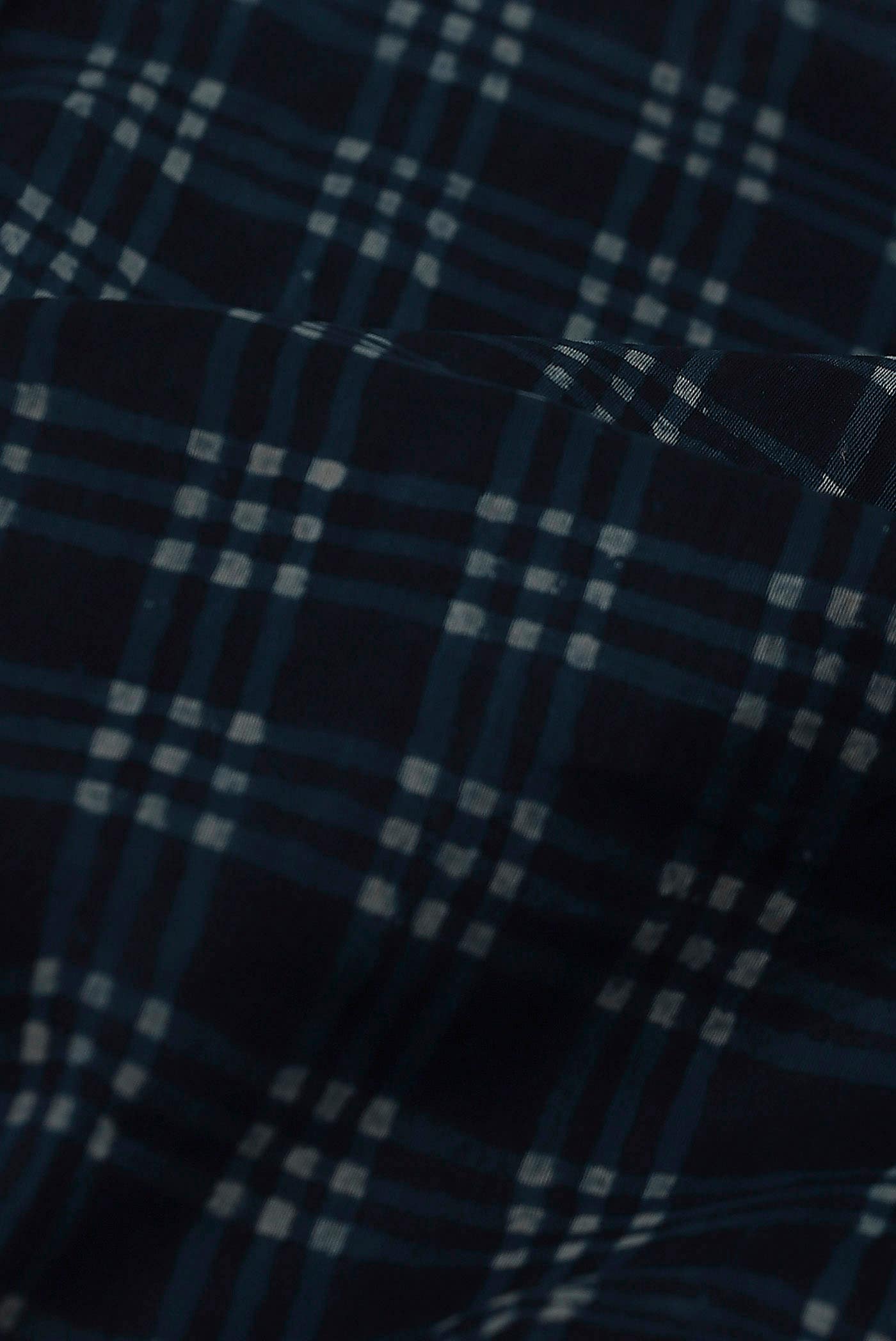 Navy Blue Chanderi Silk Cotton Saree