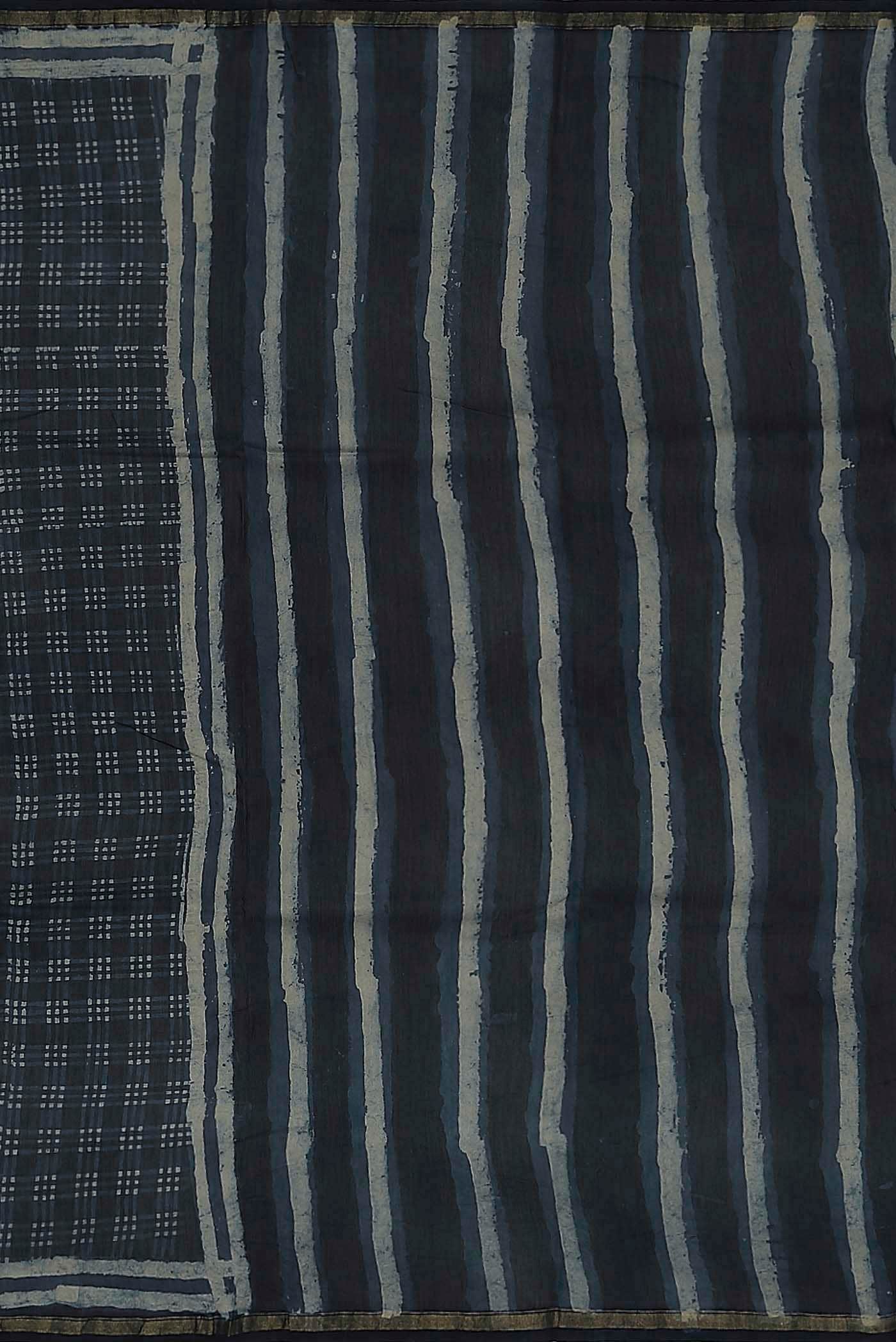 Navy Blue Chanderi Silk Cotton Saree