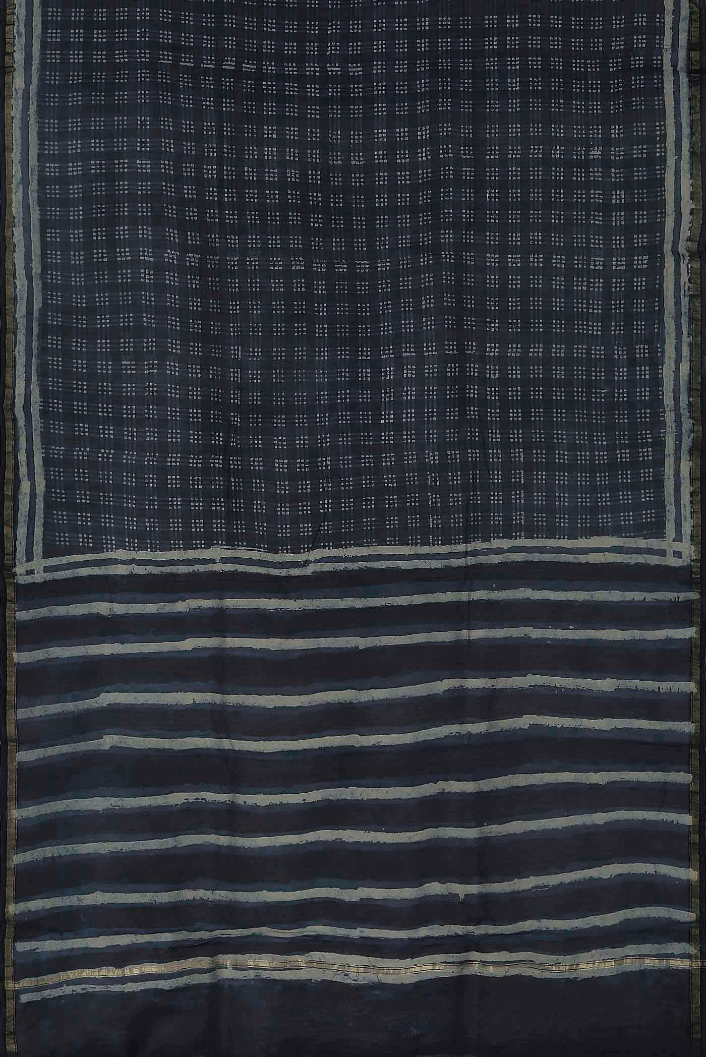Navy Blue Chanderi Silk Cotton Saree