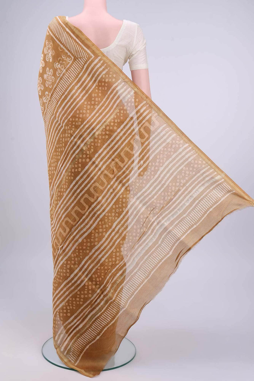 Light Green Chanderi Silk Cotton Saree