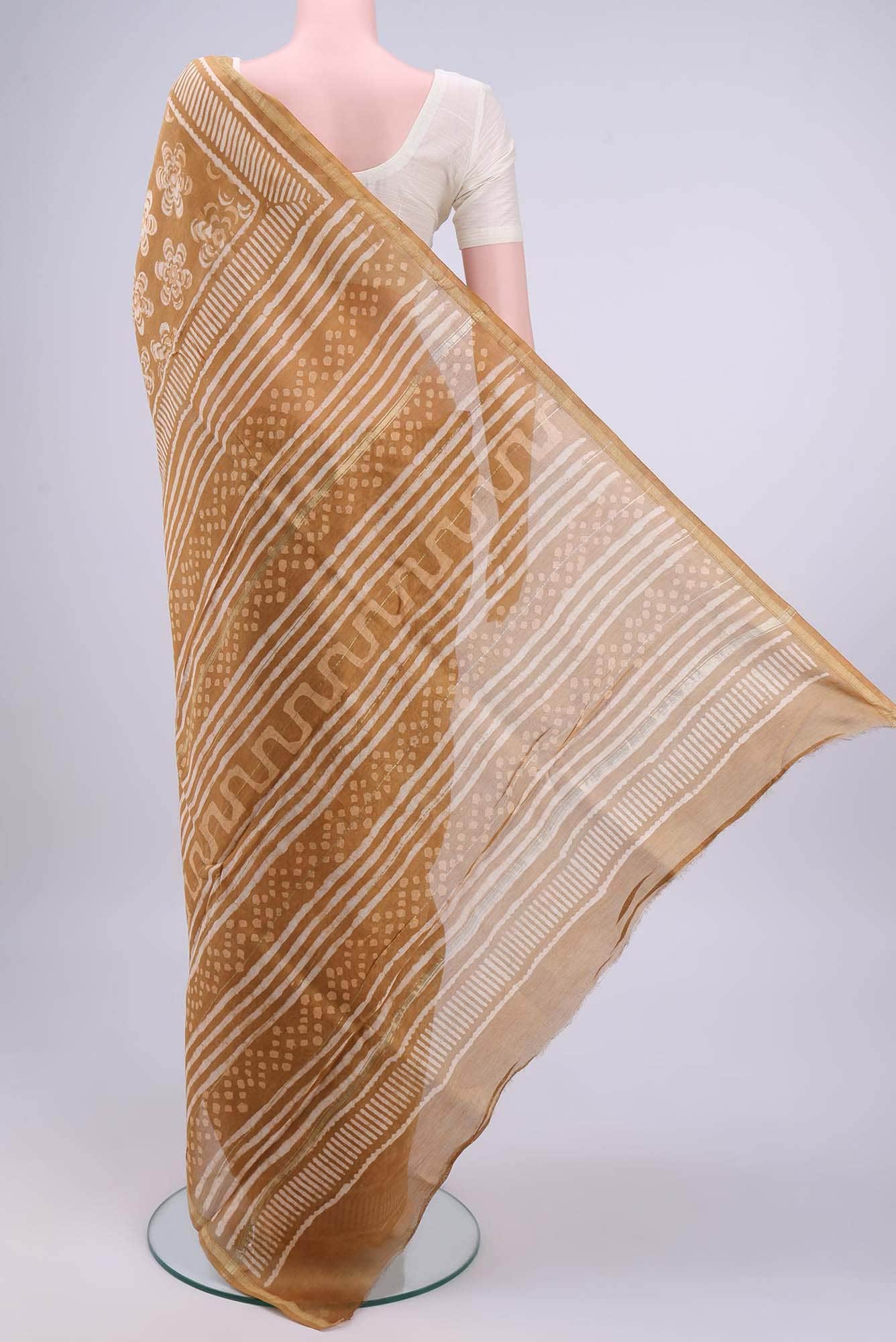 Light Green Chanderi Silk Cotton Saree