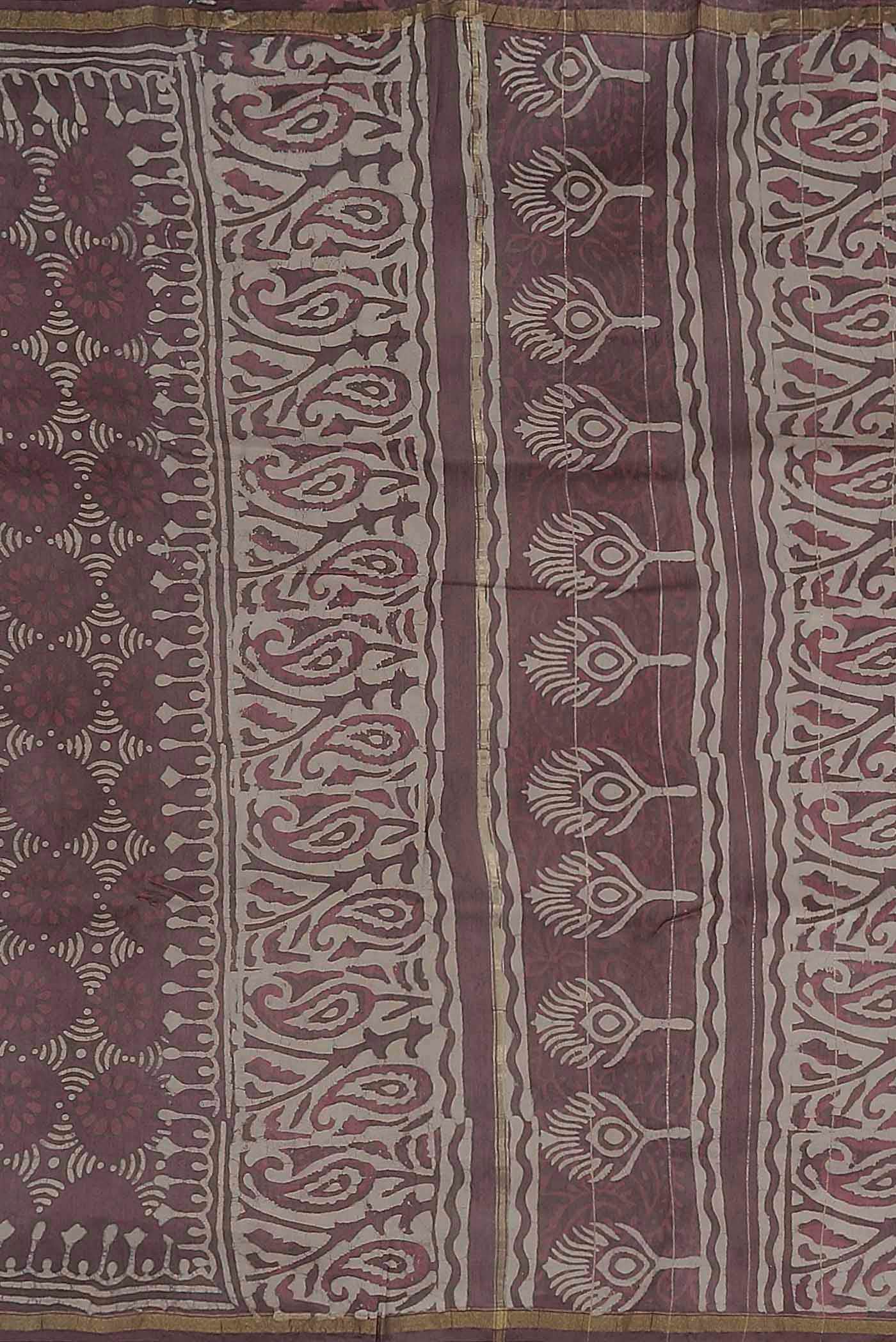Mauve Chanderi Silk Cotton Saree