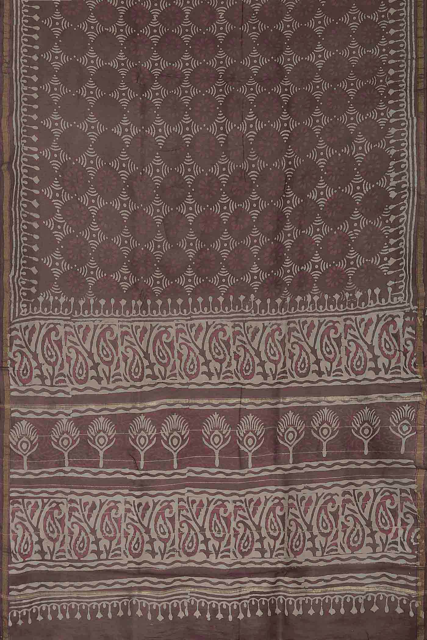 Mauve Chanderi Silk Cotton Saree
