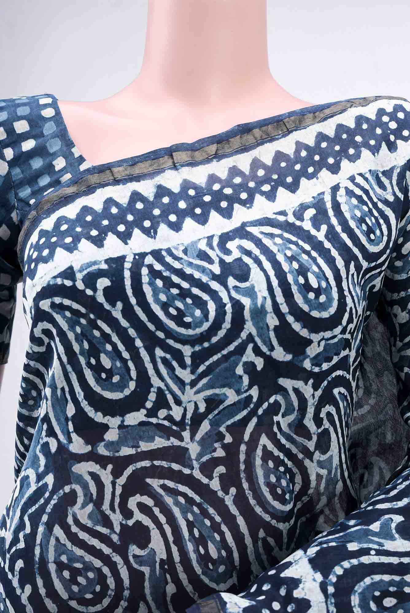 Blue Maheshwari Silk Cotton Saree