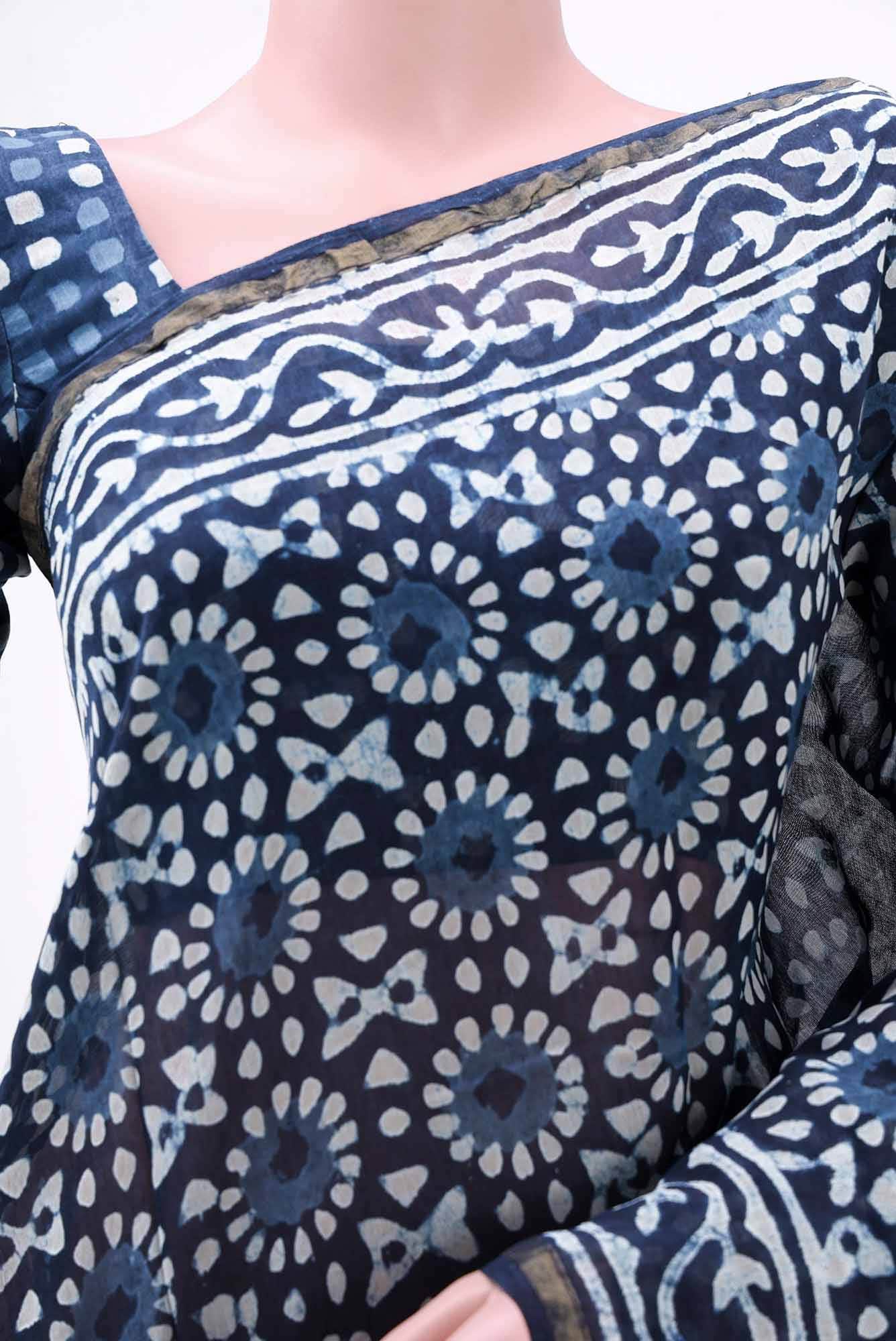 Blue Maheshwari Silk Cotton Saree