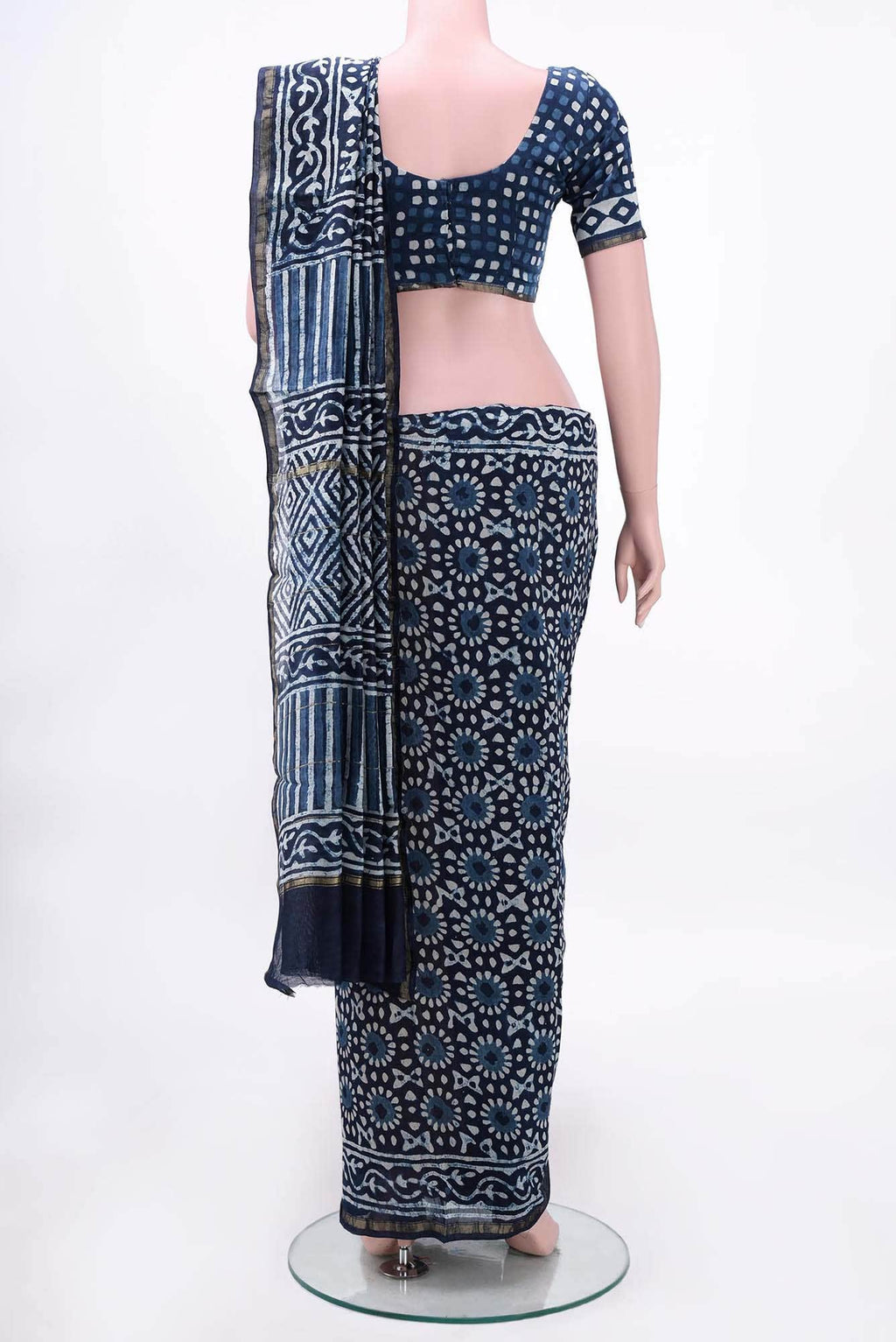 Blue Maheshwari Silk Cotton Saree