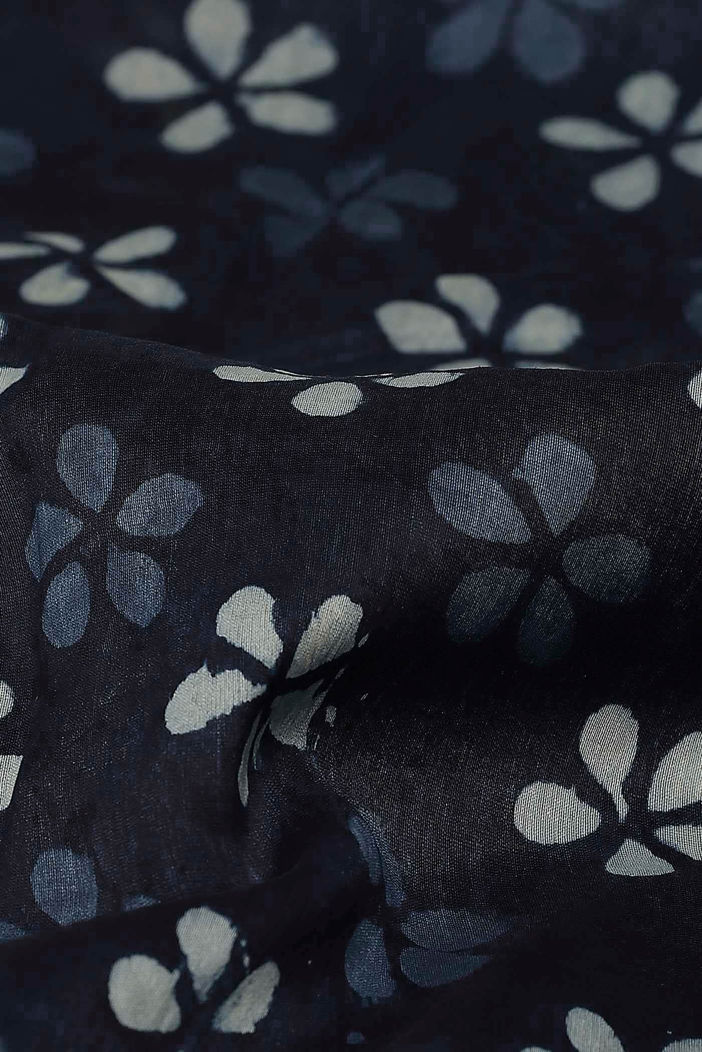 Navy Blue Chanderi Silk Cotton Saree