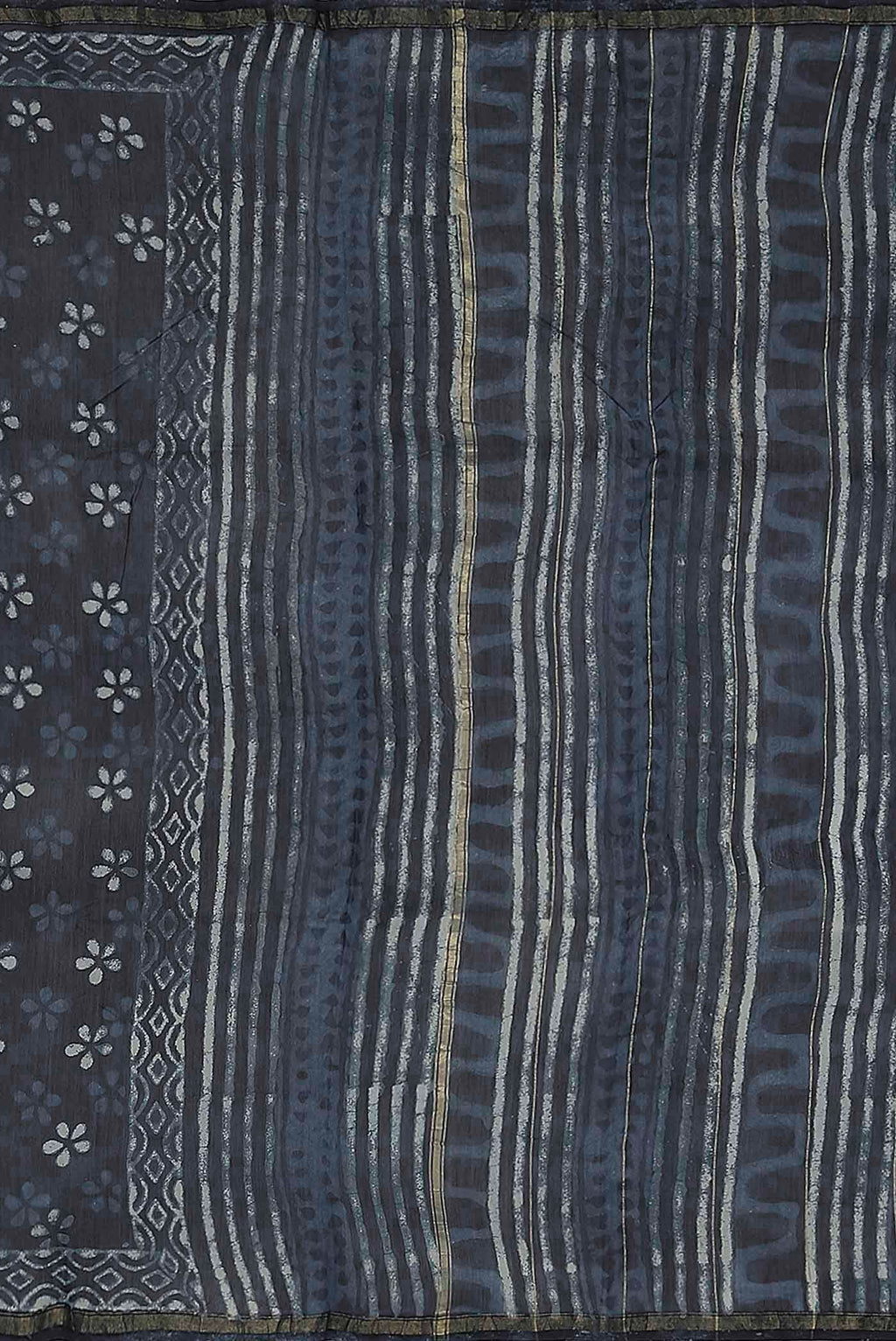Navy Blue Chanderi Silk Cotton Saree