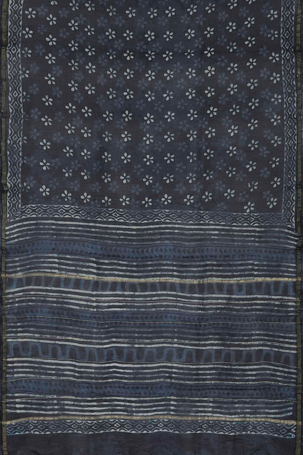 Navy Blue Chanderi Silk Cotton Saree
