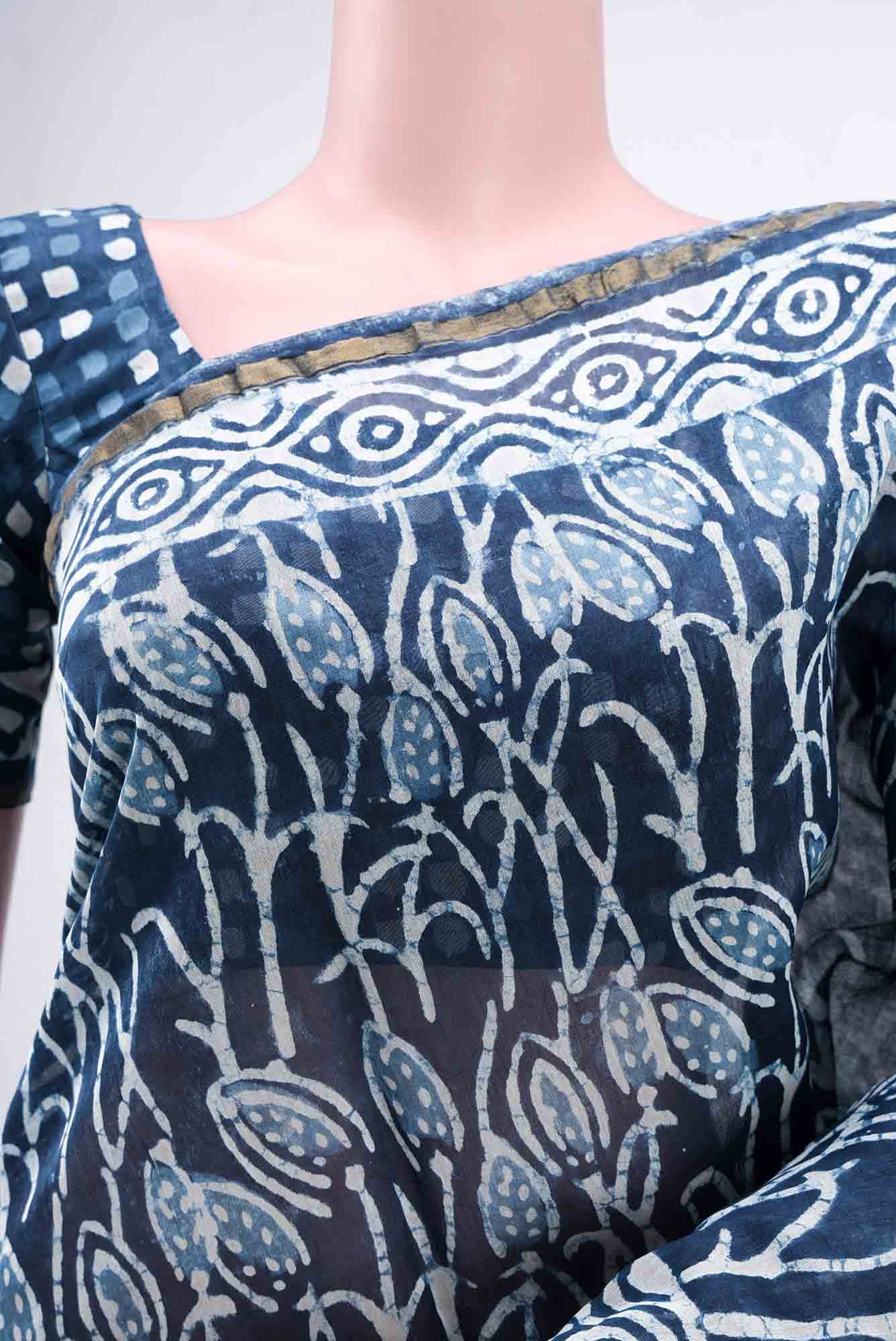 Blue Maheshwari Silk Cotton Saree