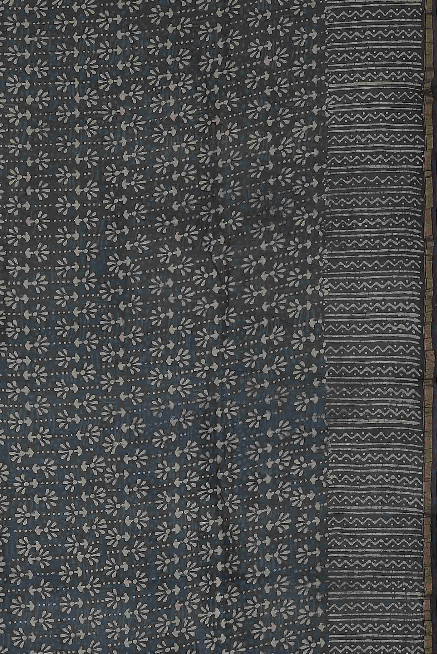 Grey Chanderi Silk Cotton Saree