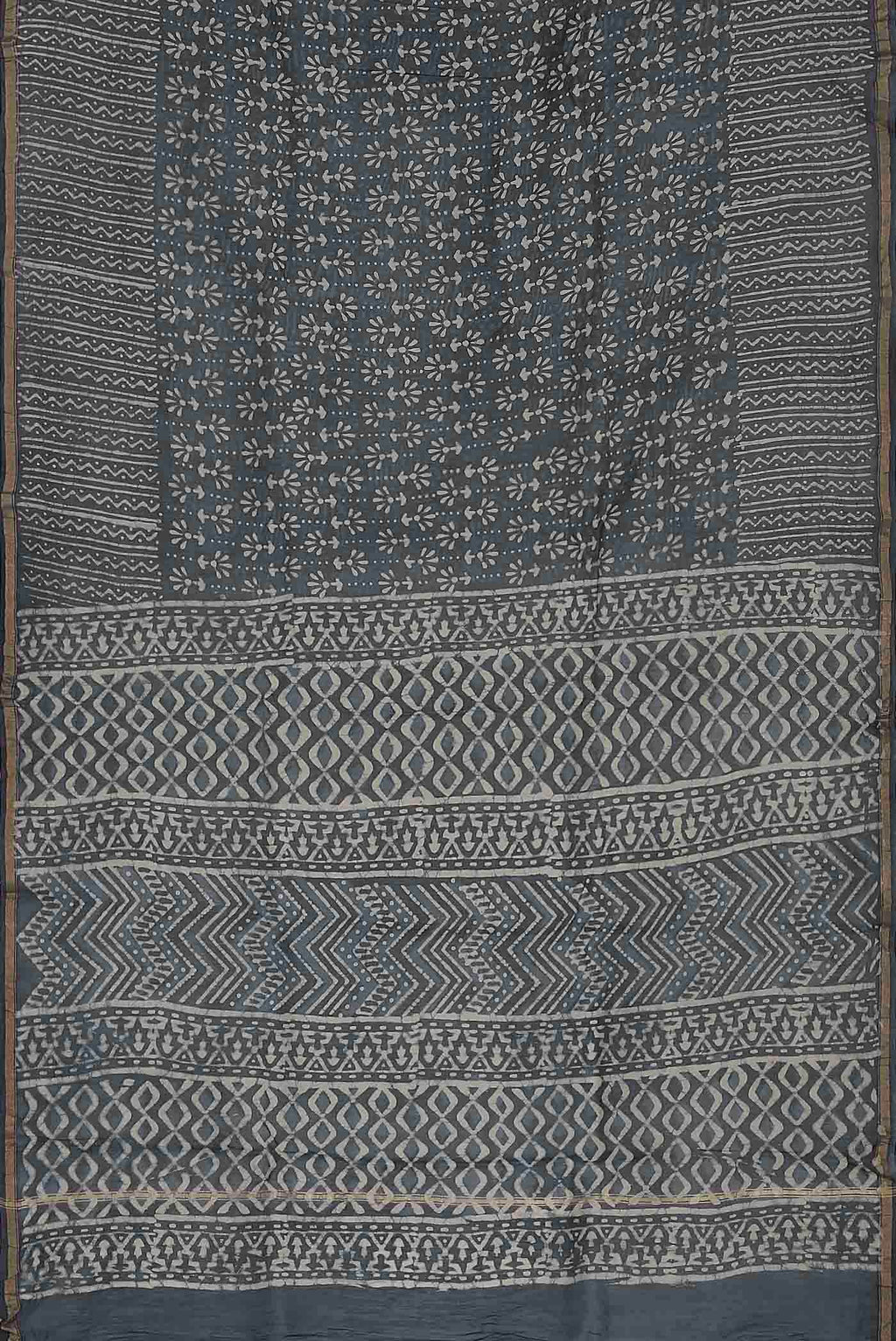 Grey Chanderi Silk Cotton Saree