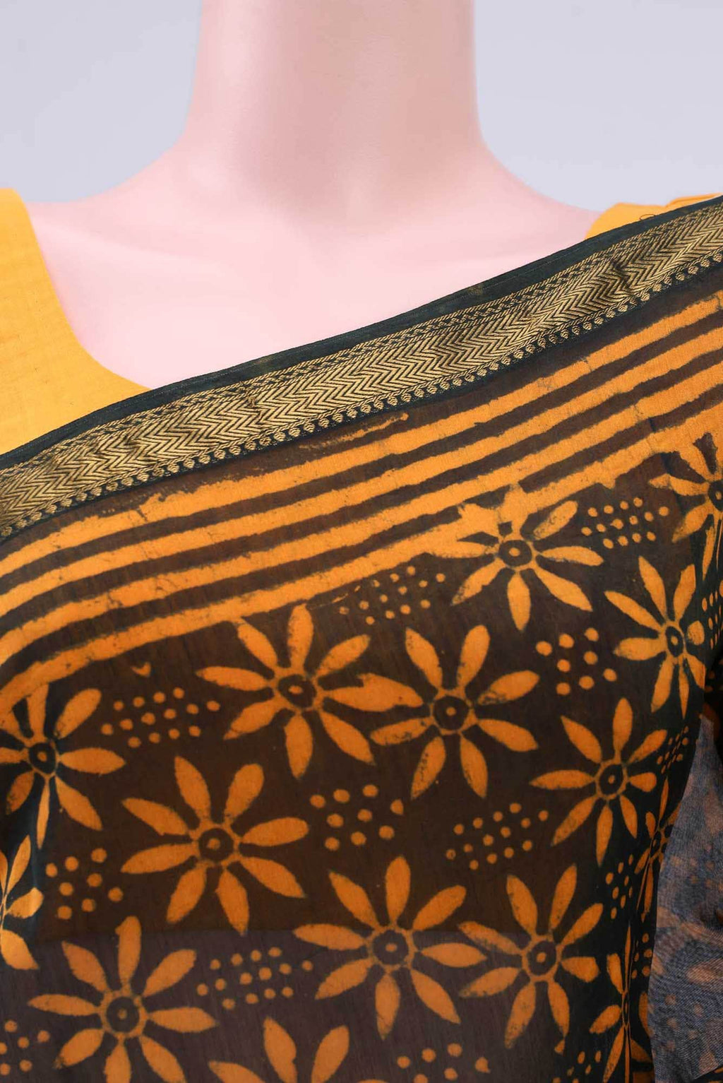 Black Maheshwari Silk Cotton Saree