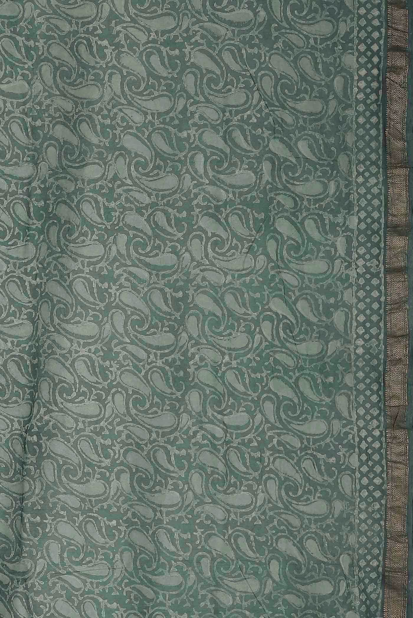 Sage Green Maheshwari Silk Cotton Saree