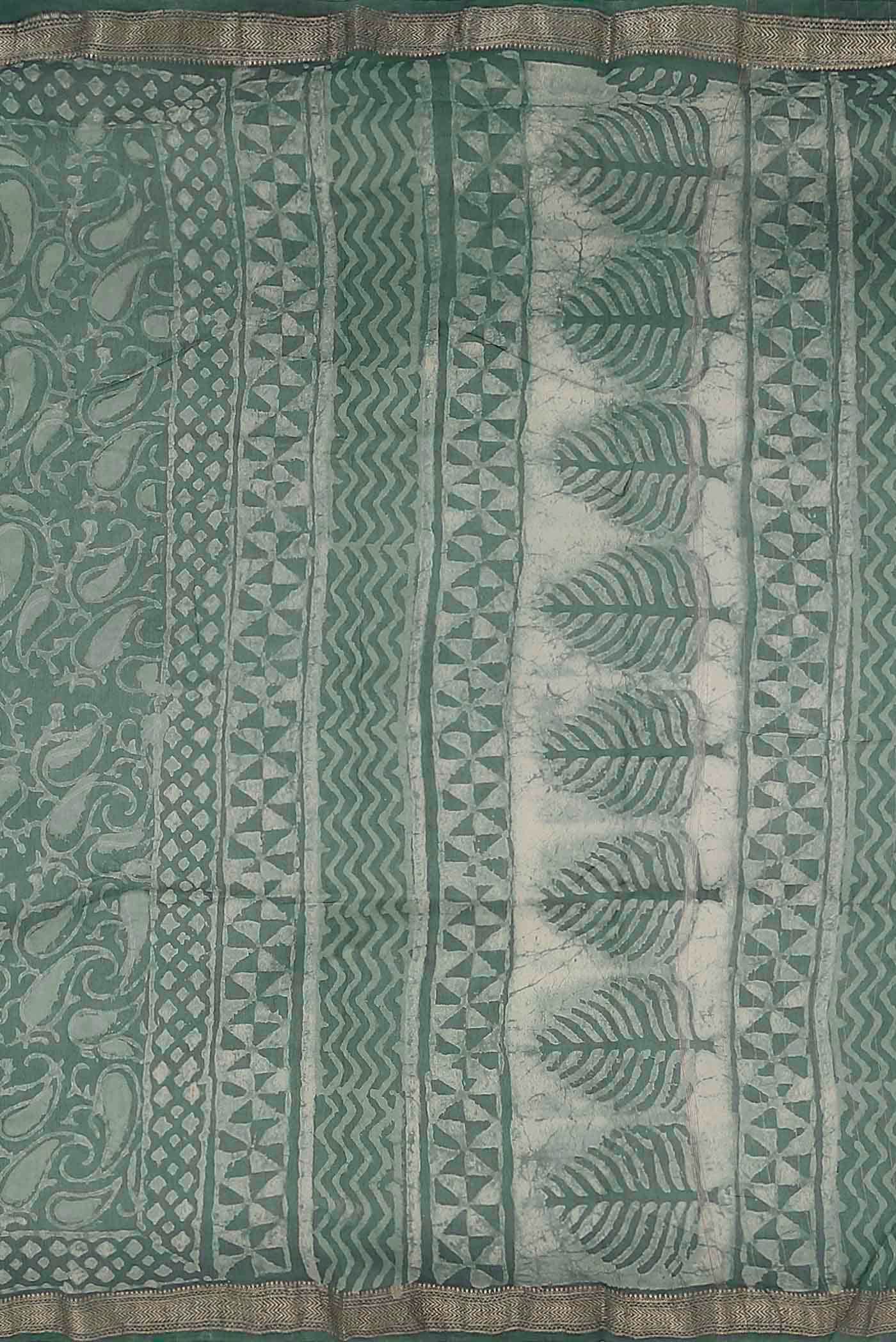 Sage Green Maheshwari Silk Cotton Saree