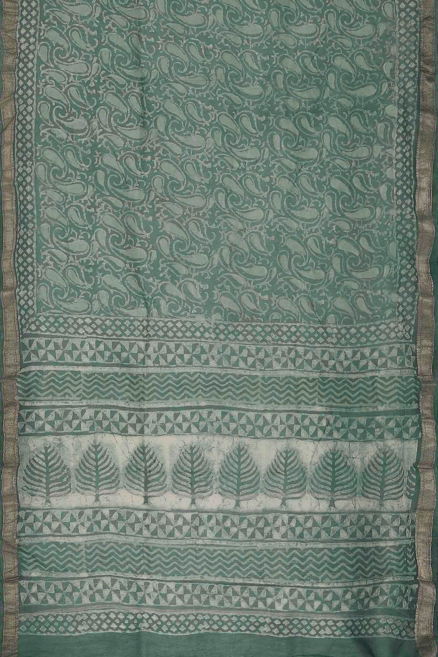 Sage Green Maheshwari Silk Cotton Saree