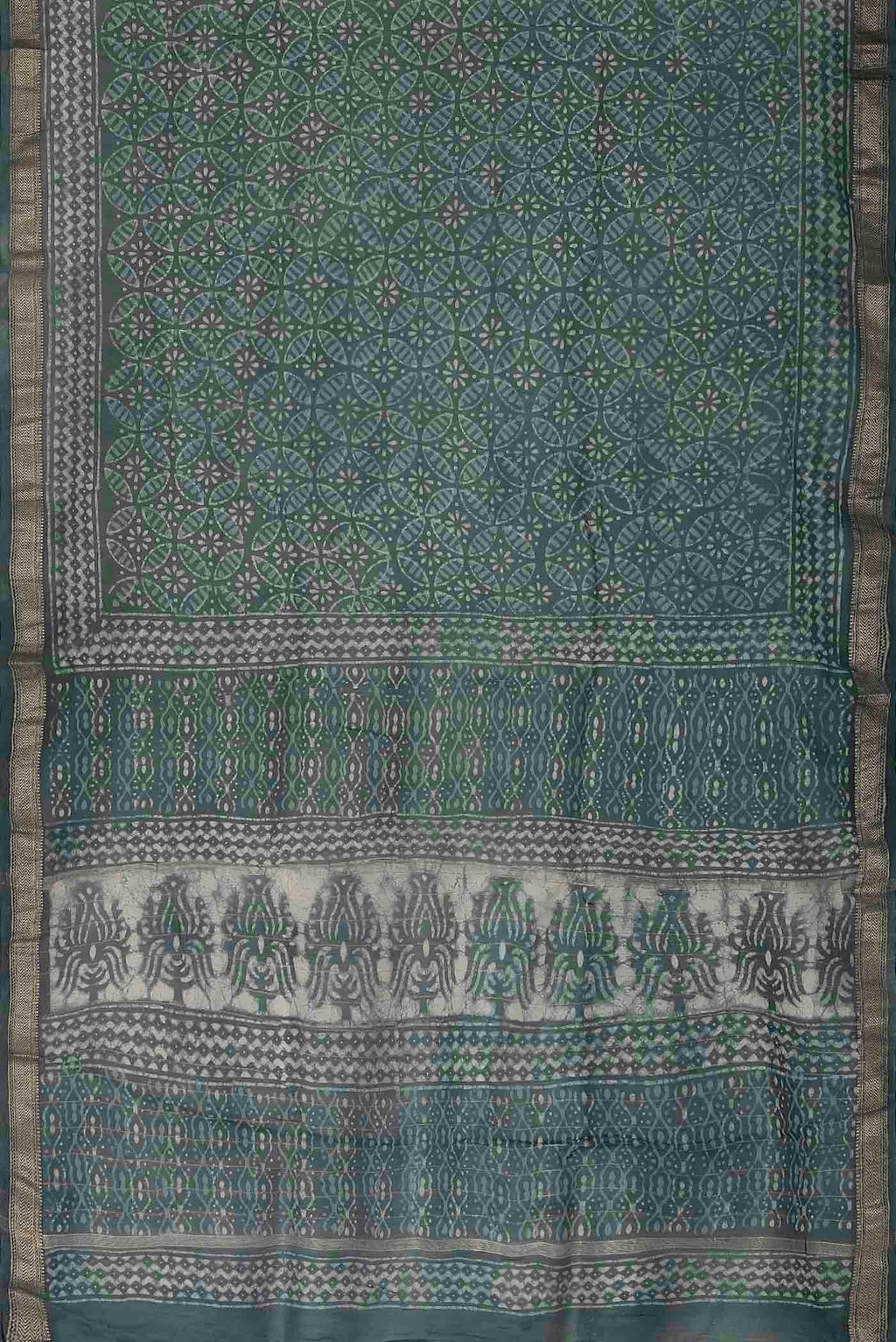 Green Maheshwari Silk Cotton Saree