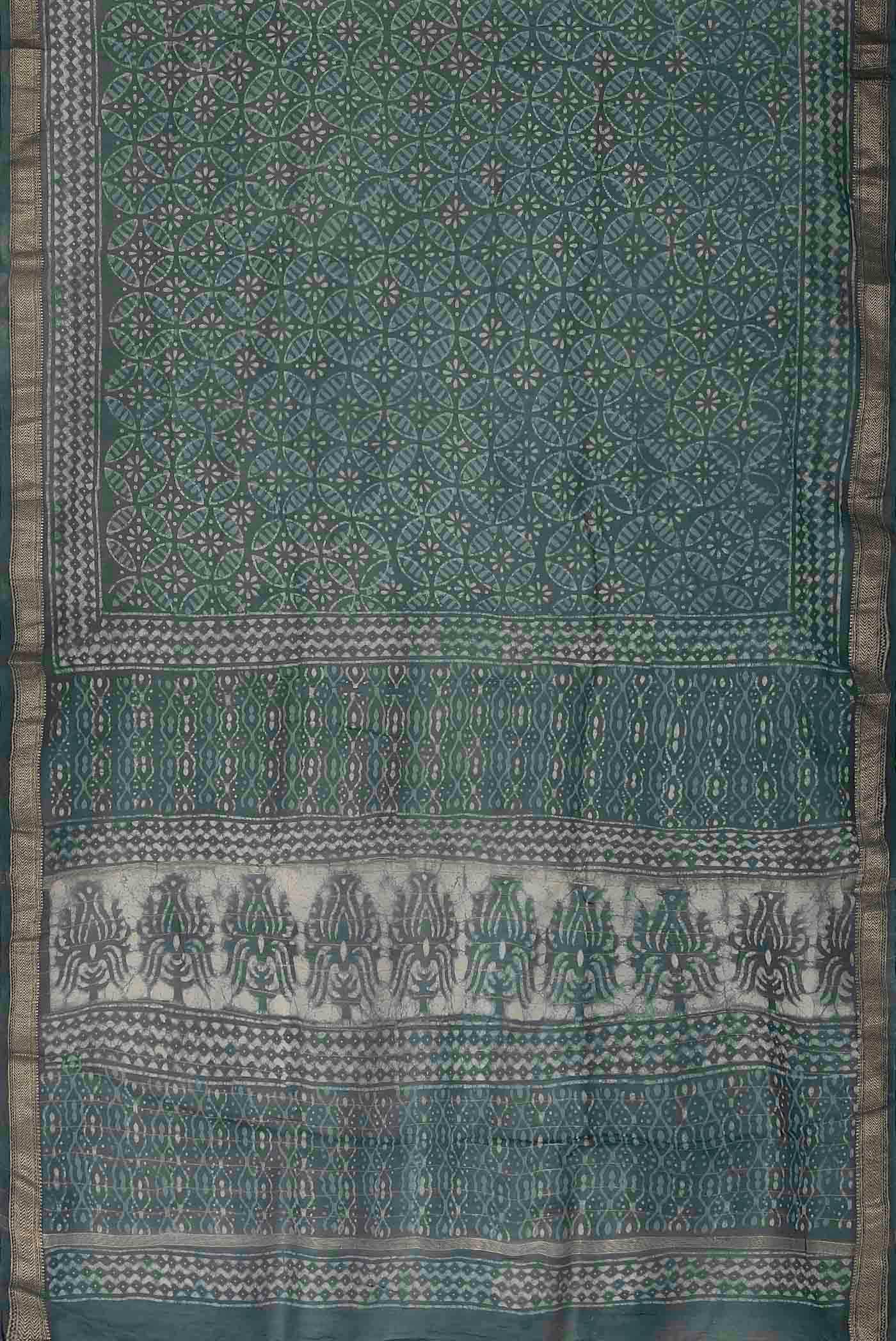 Green Maheshwari Silk Cotton Saree