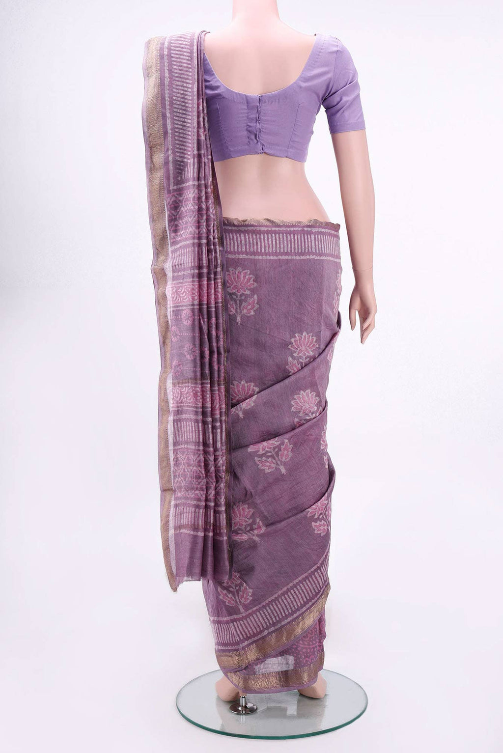 Lavender Maheshwari Silk Cotton Saree